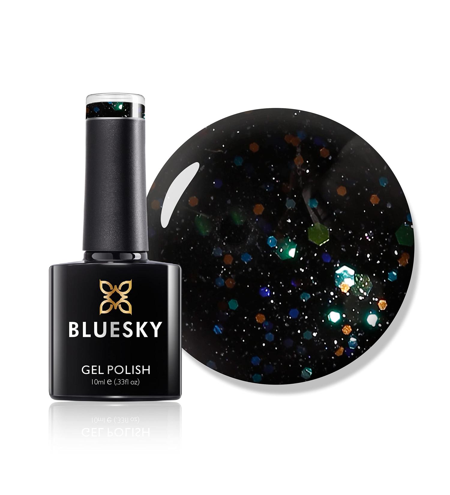 Bluesky Gel Nail Polish Black With Rainbow Lt123 Black Dark Glitter Long Lasting Chip Resistant 10 ml (Requires Drying Under UV LED Lamp) - Buy Online on GoSupps.com