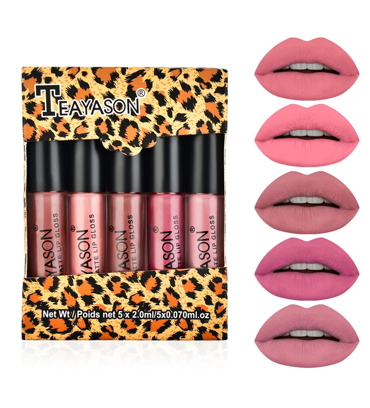 NVLEPTAP 5PCS Nude Matte Liquid Lipstick Set - Long Lasting Waterproof Lip Stain & Velvet Lip Gloss Gift for Women - Buy Online on GoSupps.com