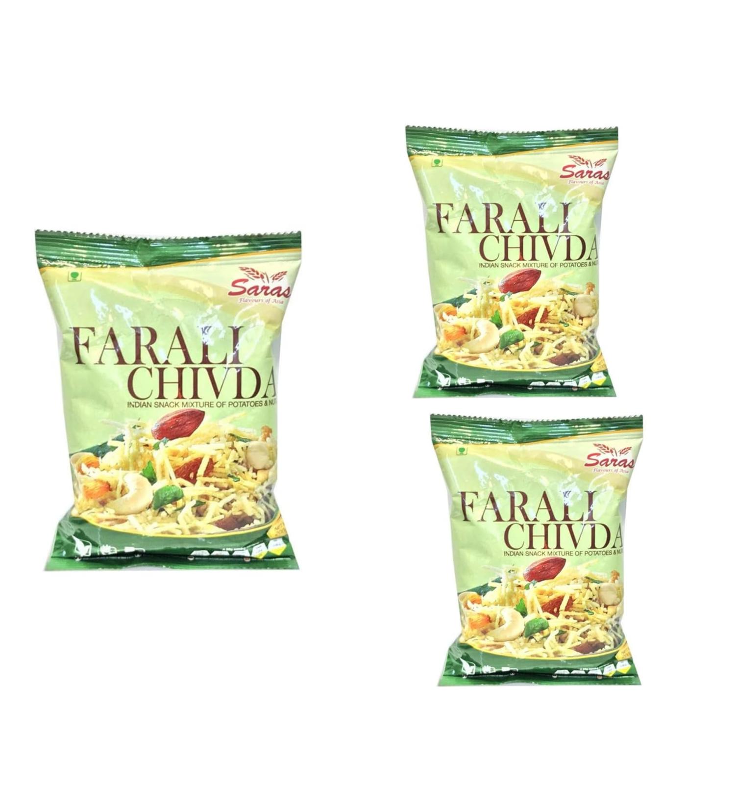 Saras Farali Chevda 200g (Pack of 3) | Fasting Special Snack | Namkeens | Indian Snacks | Crunchy and Flavorful - Buy Online on GoSupps.com