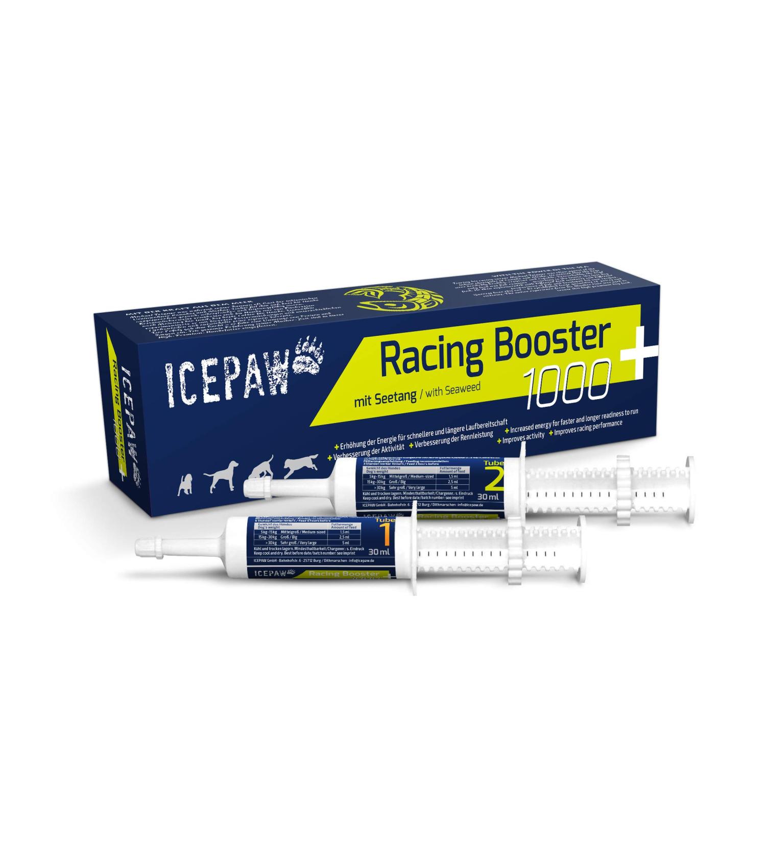 ICEPAW Racing Booster 1000+ food supplement for dogs with seaweed to increase energy and running performance 2 x 30 ml
