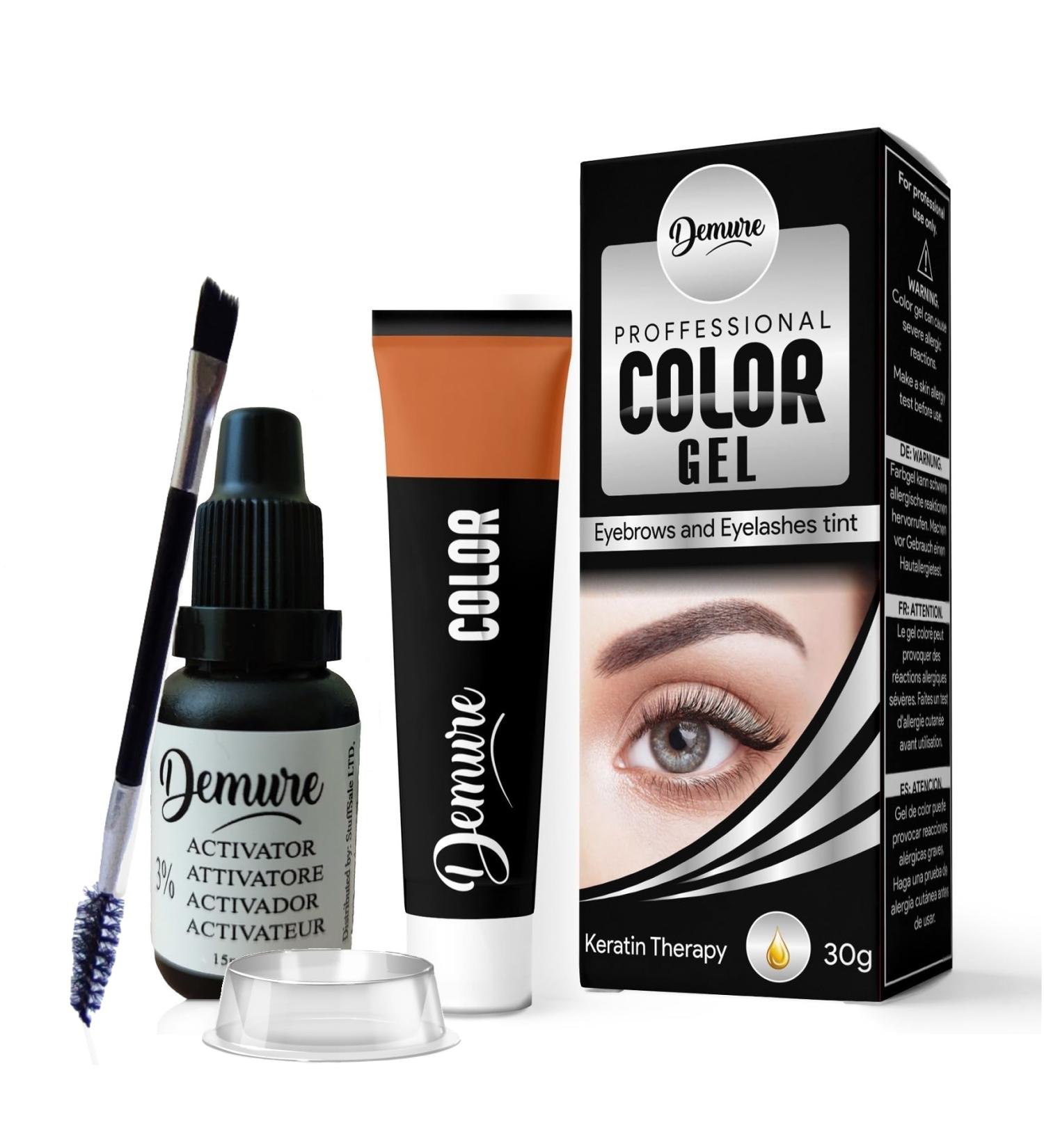 Demure Color Gel Eyebrow and Eyelash Tint 30g - Professional Formula with Keratin Complex (3.0 Brown) - Buy Online on GoSupps.com