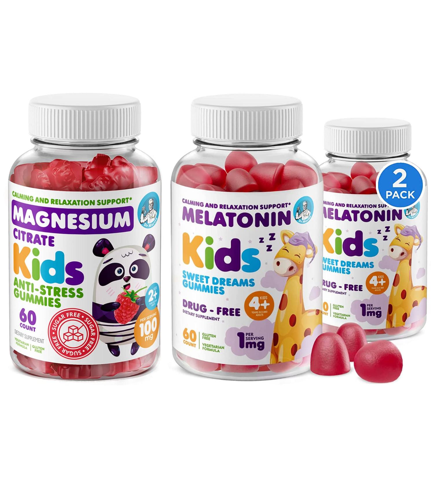 Kids Sugar-Free Magnesium & Melatonin Gummies - Calm & Chewable Formula for Children and Adults | 1mg Melatonin - Buy Online on GoSupps.com