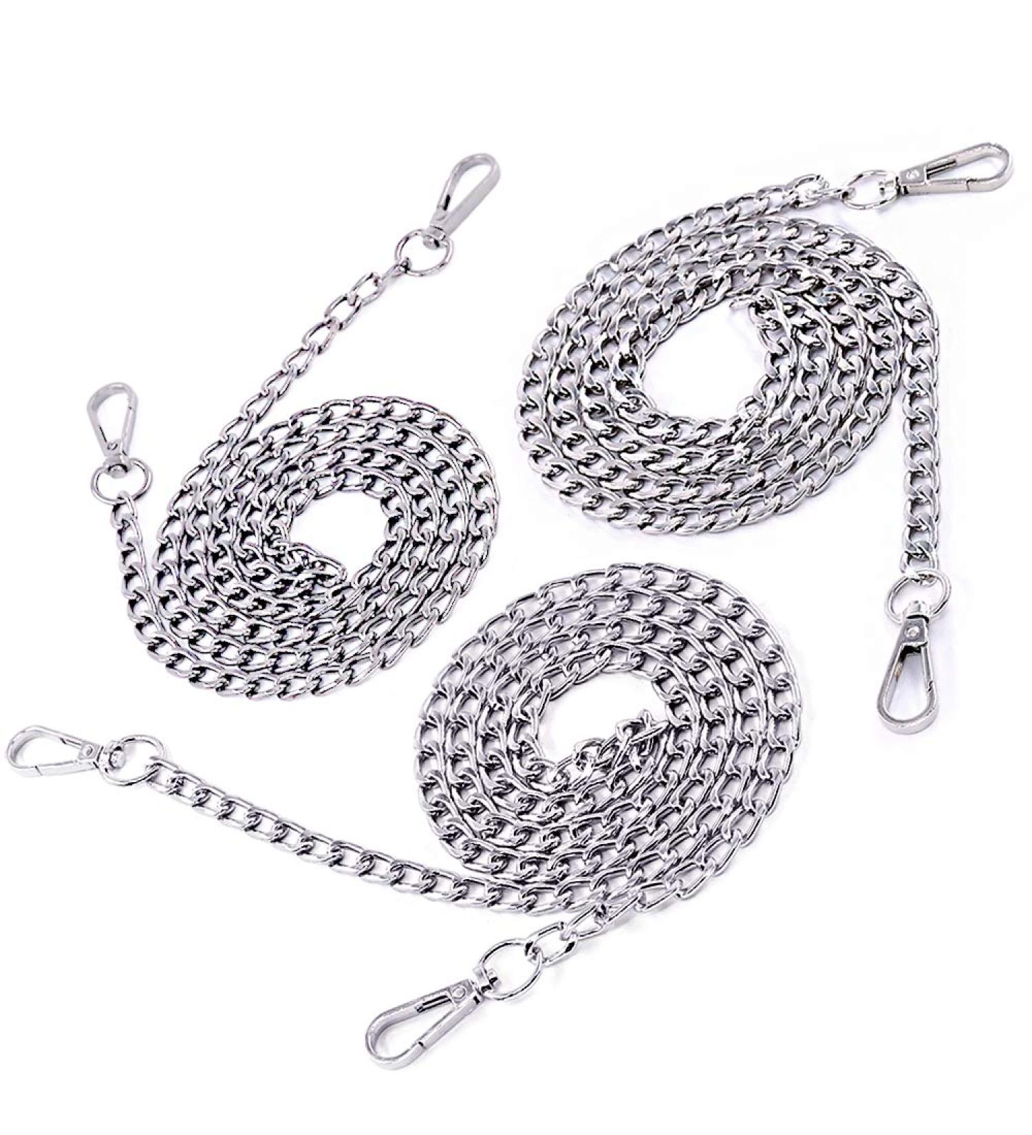 Swpeet 3Pcs Sliver Luxury Fashion 47 Inche Replacement Flat Chain Strap with Buckles Set  Perfect for DIY Metal Shoulder Cross Body Bag Hand Bag Purse Replacement - Buy Online on GoSupps.com
