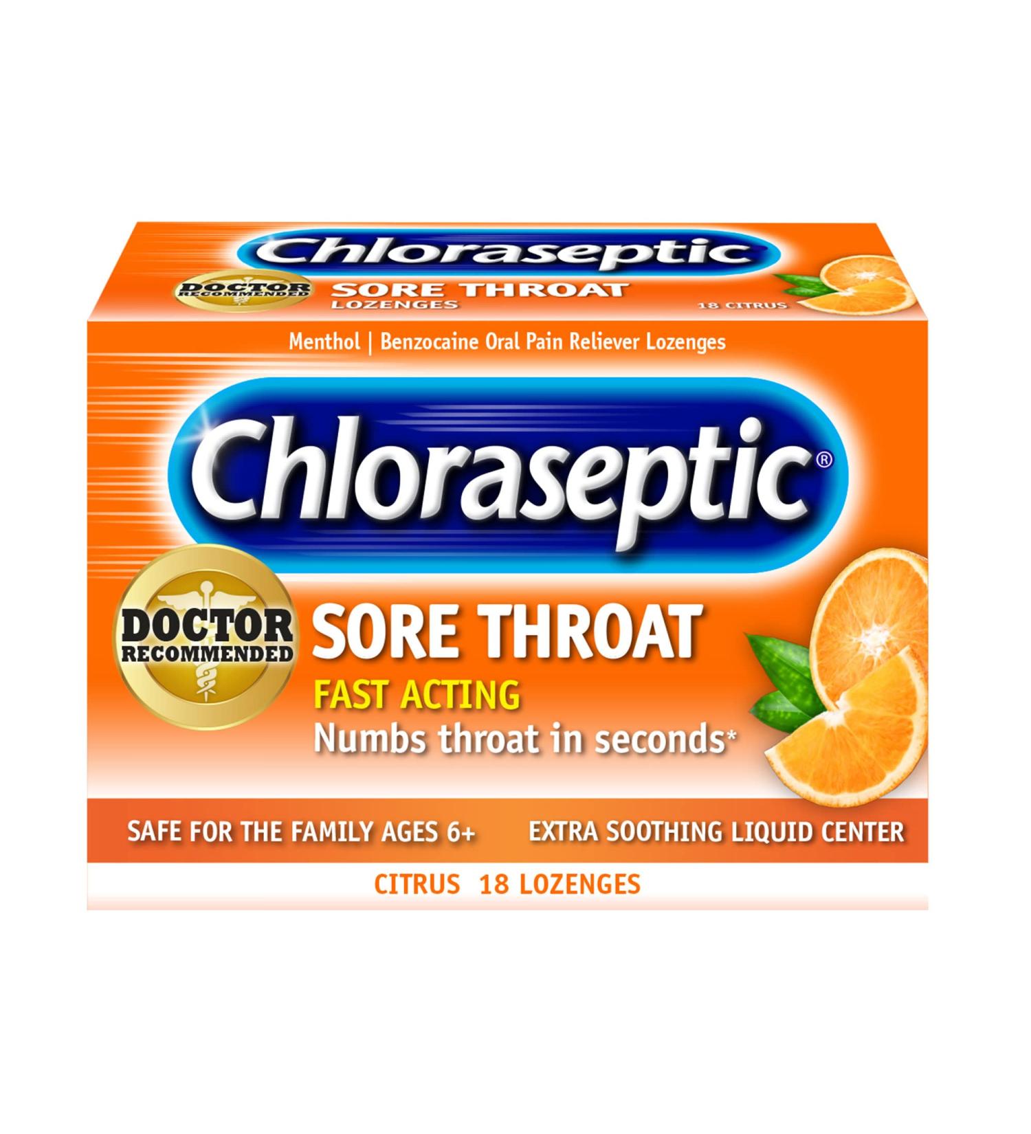 Chloraseptic Sore Throat Lozenges Citrus 18 Count - Soothing Relief (1 Pack) - Buy Online on GoSupps.com