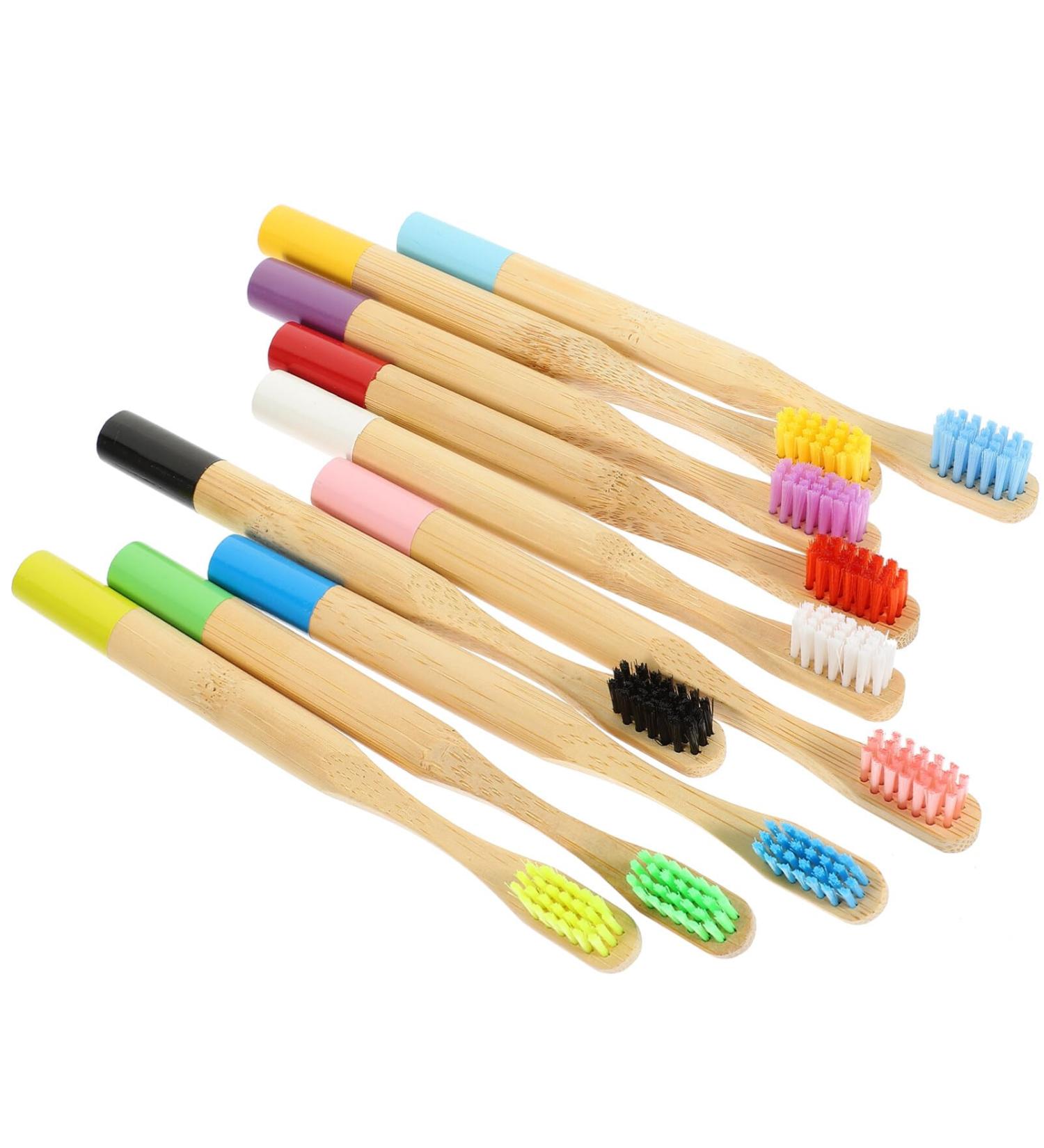 Lalafina Bamboo Children's Toothbrushes - 10 Pack Soft Manual Toothbrushes for Kids & Adults Portable Travel Toothbrushes for Healthy Gums - Buy Online on GoSupps.com