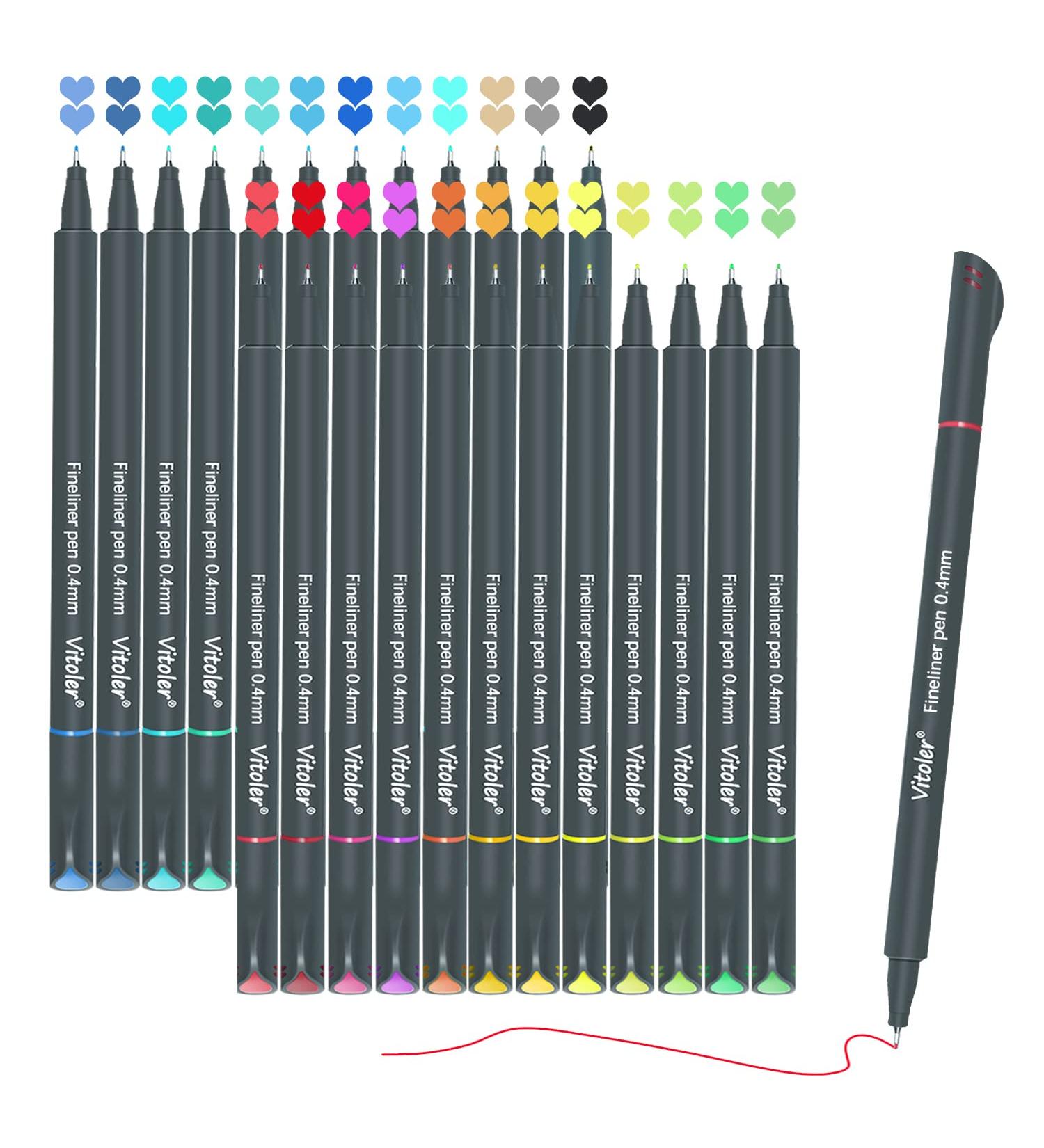 Vitoler 24 Colored Fine Line Journaling Pens - Writing, Drawing, Coloring - Office & School Supplies - 24 Colors - Buy Online on GoSupps.com
