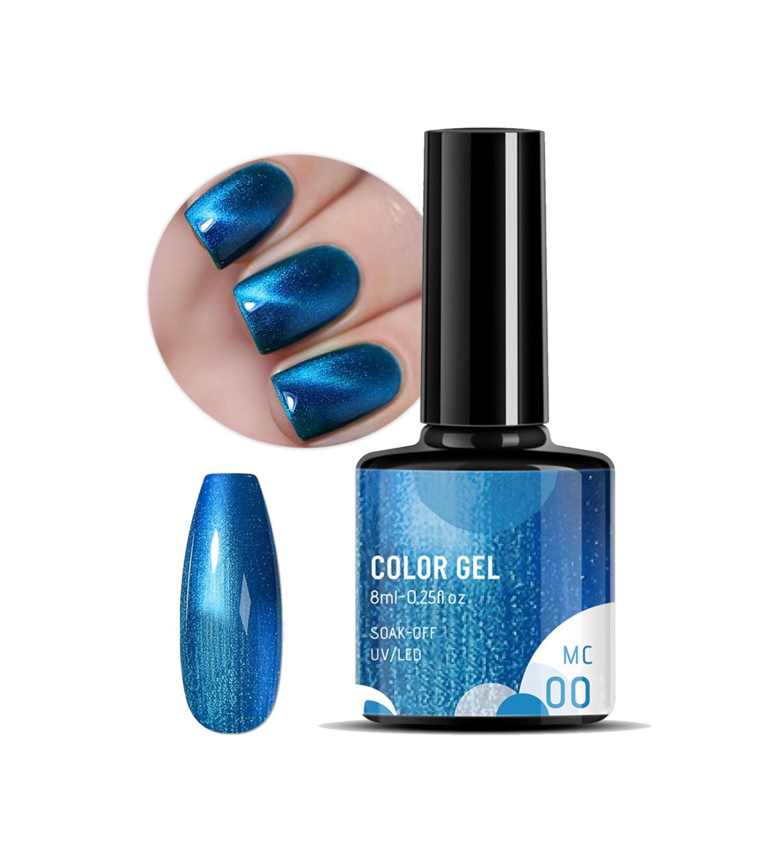Blue Metal Nail Polish Blue Shell Thread Holographic Soak Off UV LED Varnish Shimmering Metallic Shining Sparkling Long Lasting DIY Art Manicure at Home Gift for Women & Girls - Buy Online on GoSupps.com