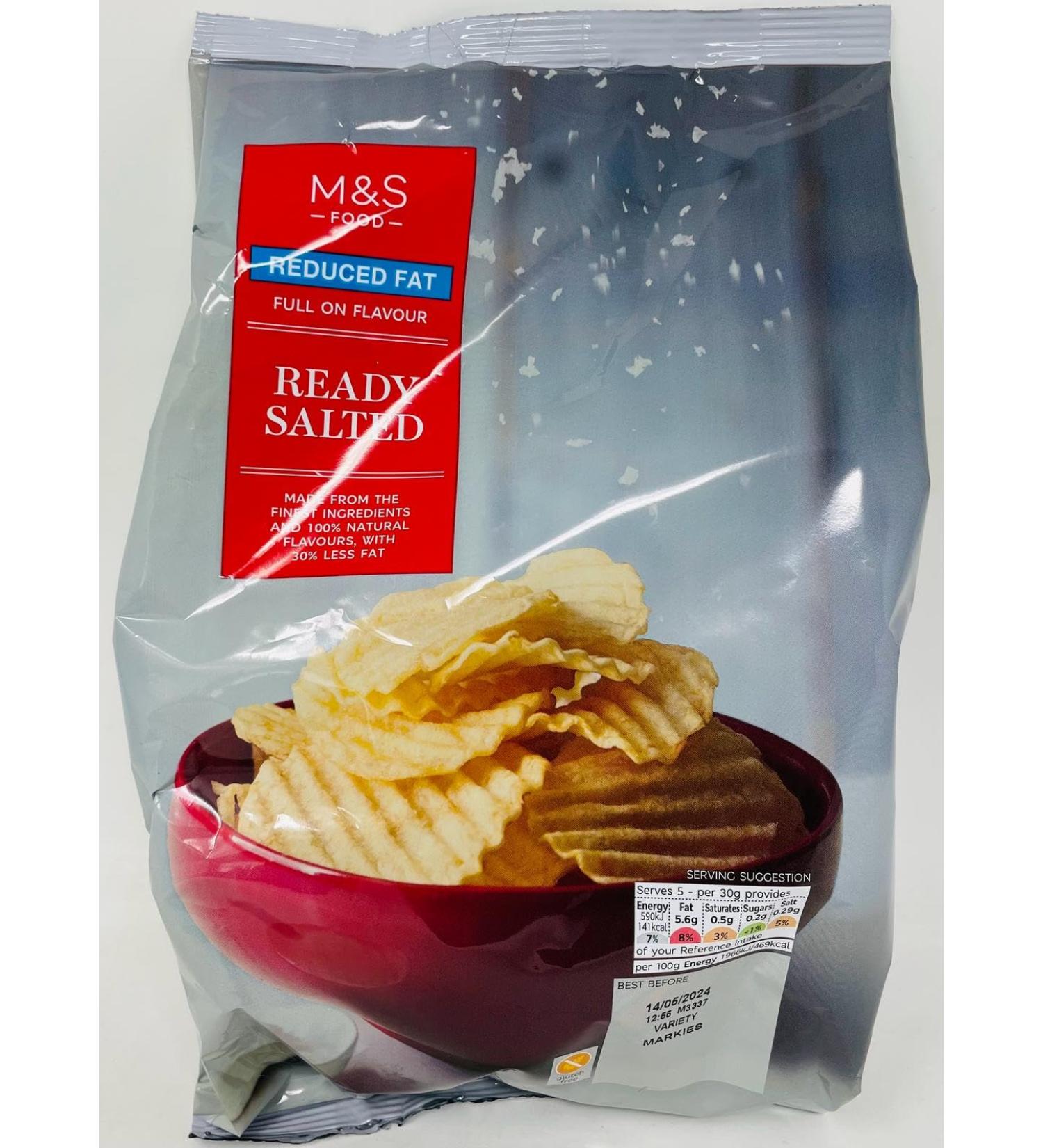 M&S Reduced Fat Ready Salted Crisps 150g - 2 Pack - Buy Online on GoSupps.com