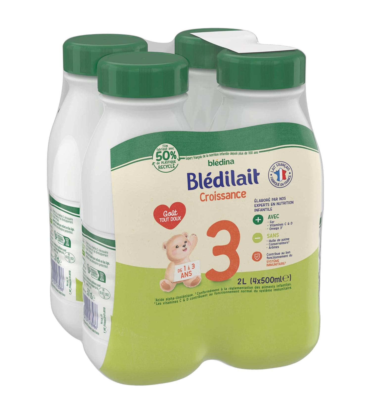 Bl dina - Bl dilait - Milk Growth 3rd Age - Liquid Milk for Babies - From 1 to 3 Years - 4x500mL - Buy Online on GoSupps.com