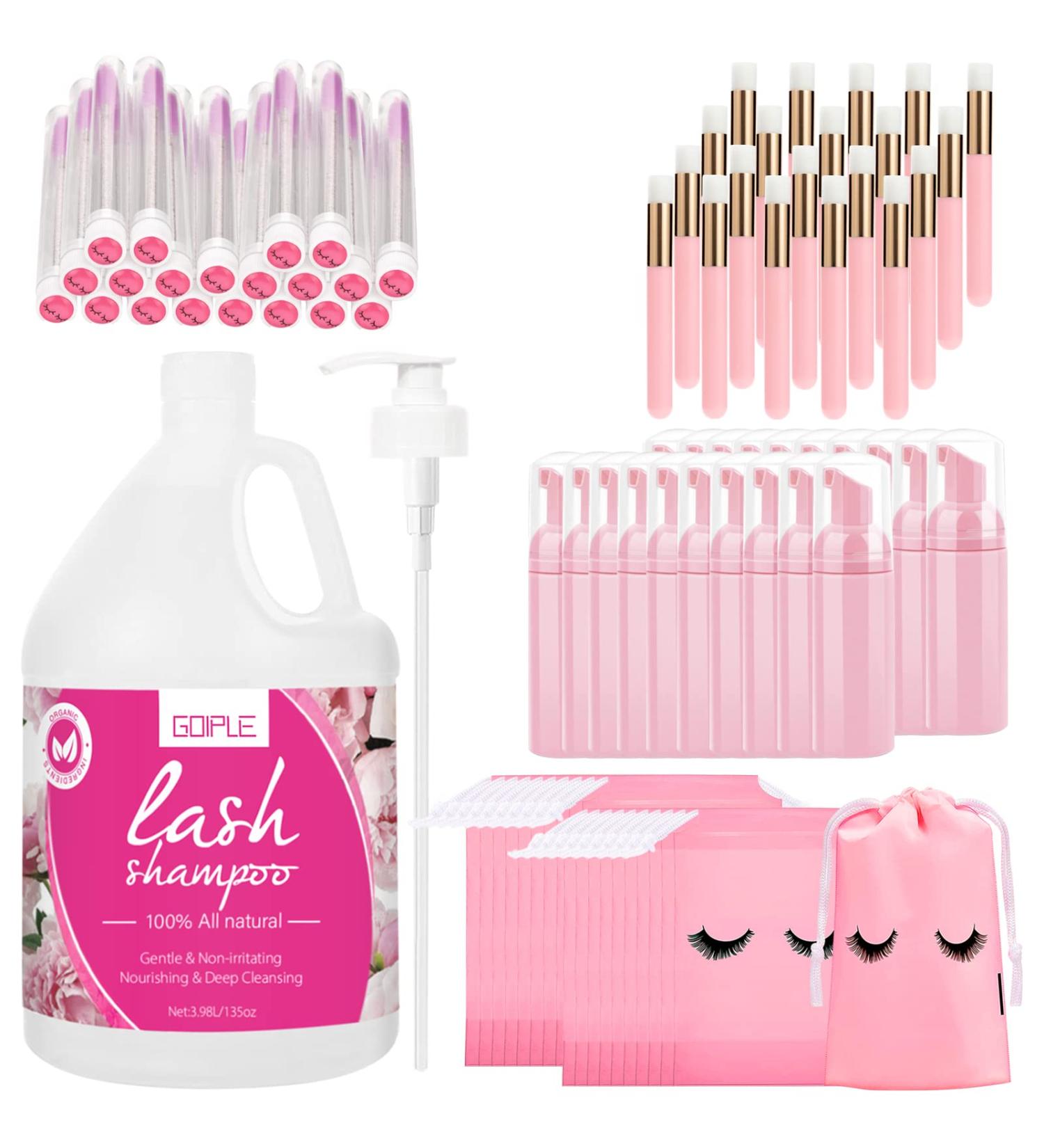 Lash Shampoo for Eyelash Extensions - 3.98L Professional Foaming Cleanser | Non-Irritating Lash Extension Kit for Salon & Home Care | 81pcs - Buy Online on GoSupps.com
