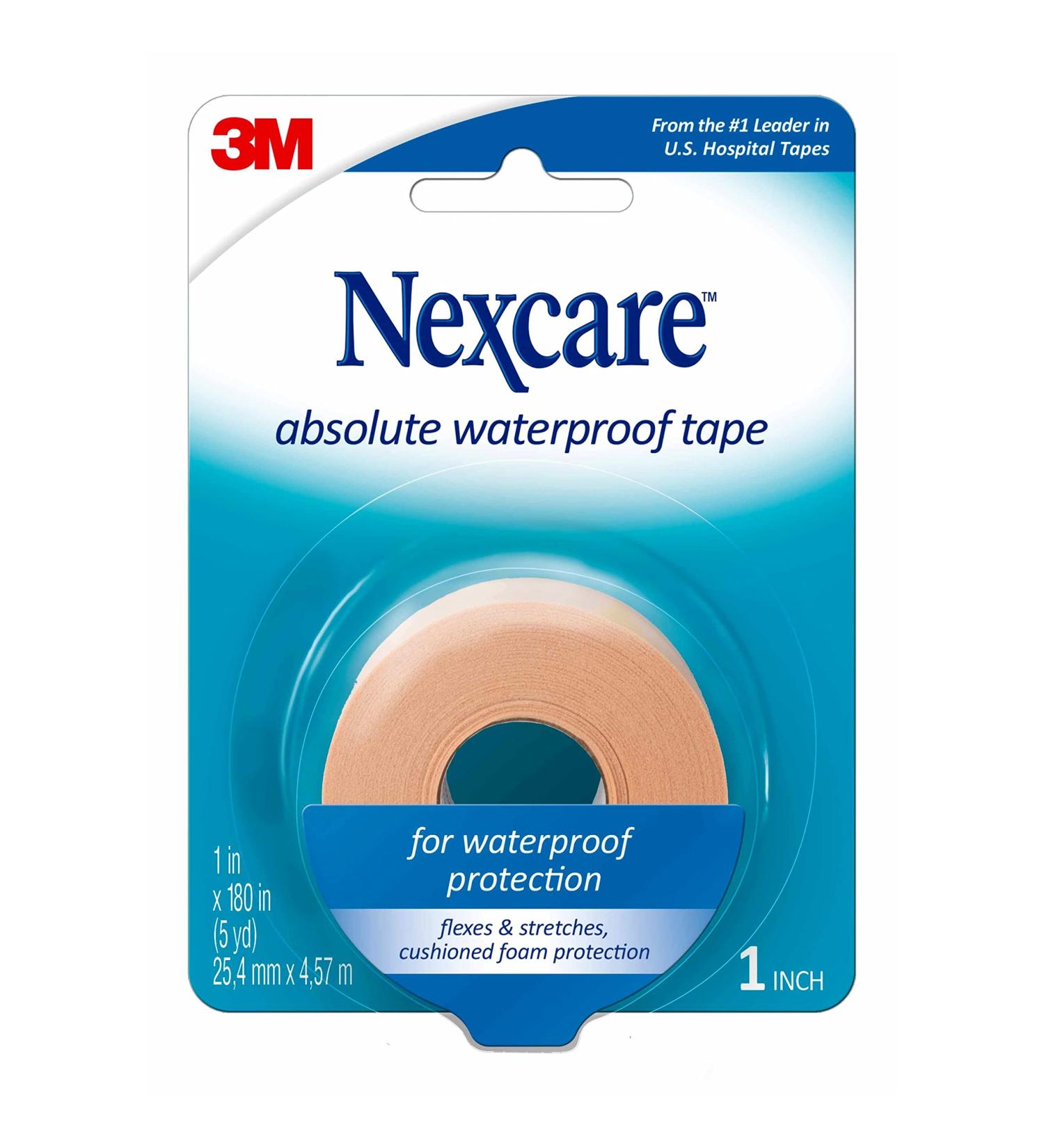 Nexcare Absolute Waterproof First Aid Tape - 1in x 5yds - Strong Adhesive for Water Activities & Exercise - 1 Roll - Buy Online on GoSupps.com