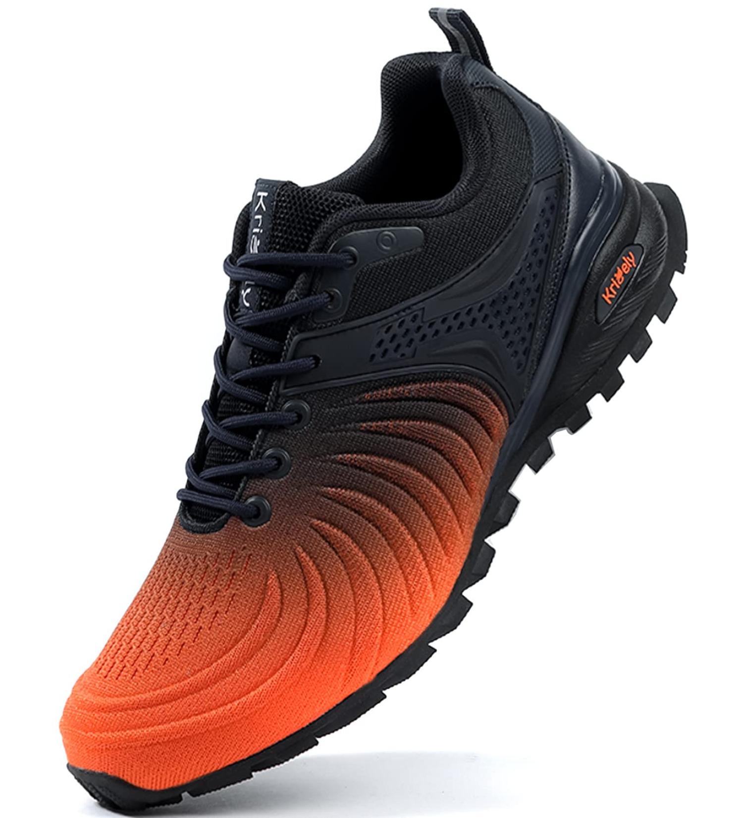 Kricely Men's Trail Running Shoes - Lightweight Hiking & Fitness Sneakers 47 EU - Road Running & Trekking Shoes in Orange - Buy Online on GoSupps.com