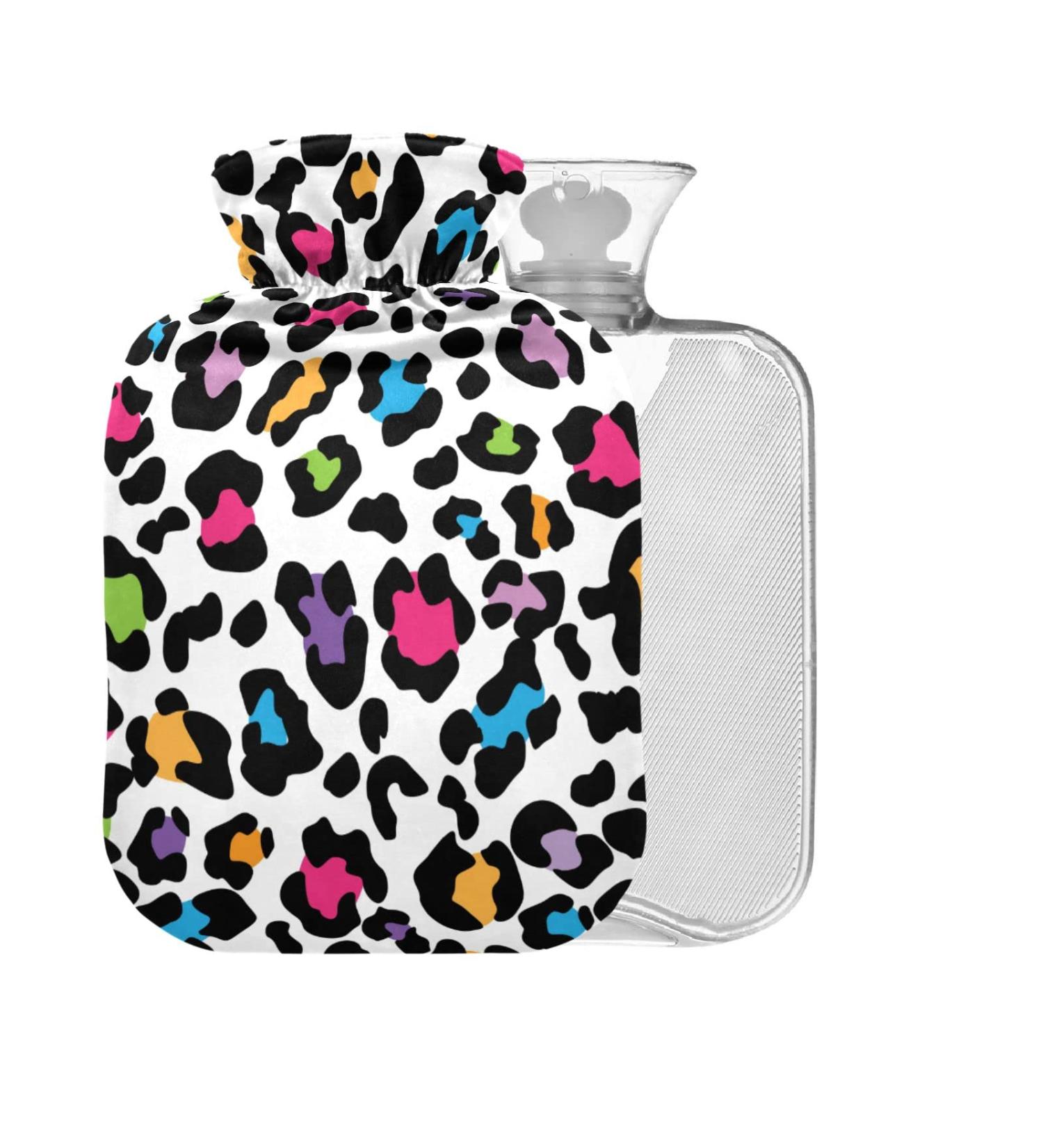 Colorful Leopard Print Hot Water Bottle - BPA Free 2L for Pain Relief | Large Durable & Stylish Cover - Buy Online on GoSupps.com