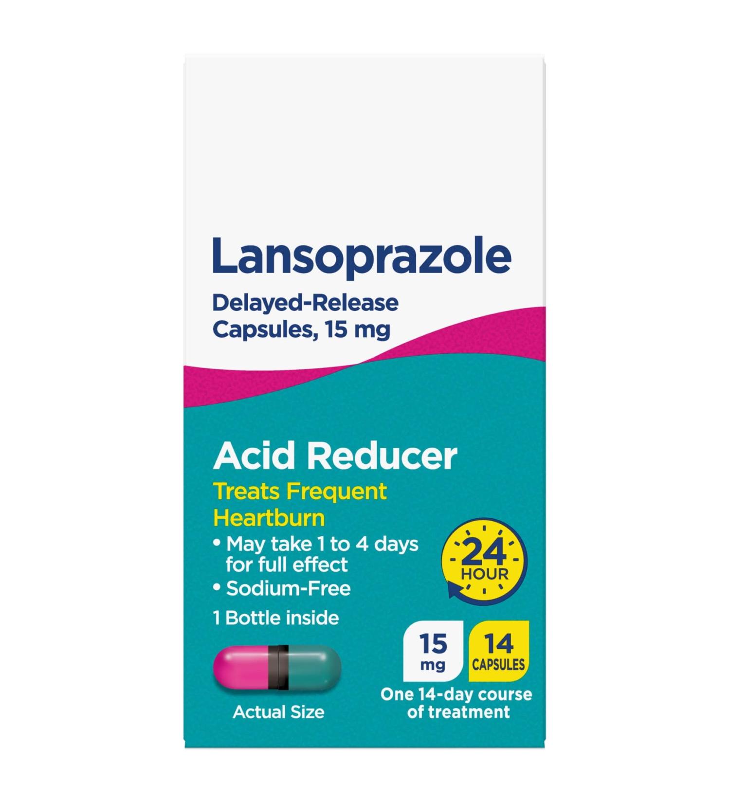 SEDLAV Lansoprazole Delayed Release Capsules Treats Frequent Heartburn 15 mg 14 Count Sticker