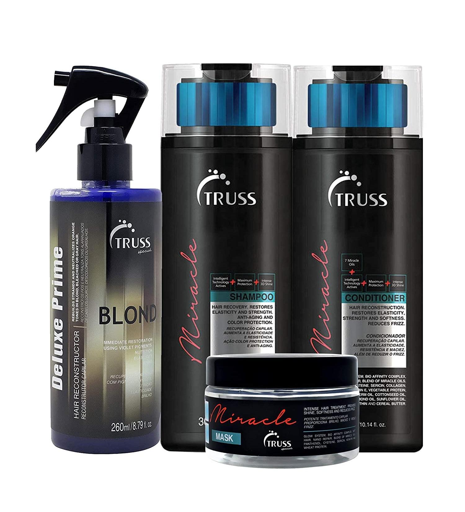Truss Deluxe Prime Champagne Blond Hair Toner Treatment Bundle with Miracle Shampoo, Conditioner & Hair Mask - Buy Online on GoSupps.com