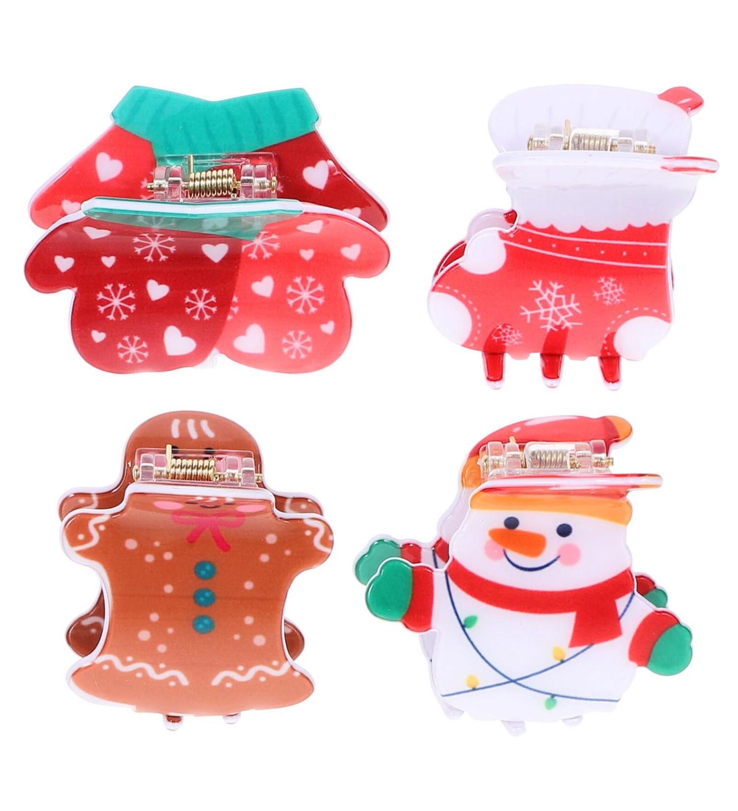 POPETPOP Christmas Hair Claw Small Hair Clips for Women Girls Non-slip Strong Grip Hair Clamps Xmas Snowman Glove Socks Gingerbread Jaw Clips Hair Styling Accessories - Buy Online on GoSupps.com