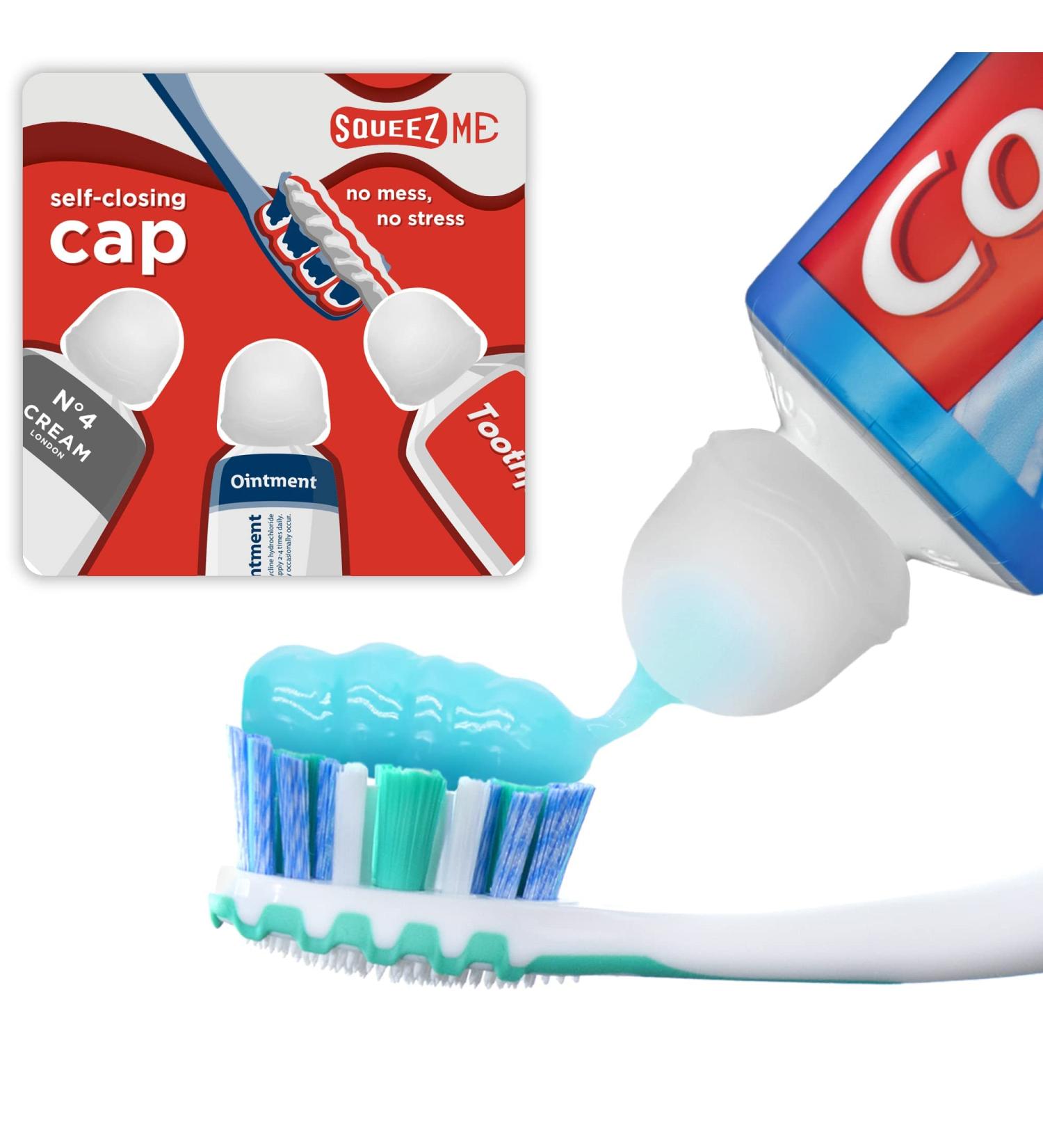 Chrome Cherry Toothpaste Caps 3 Pack - Self-Closing Reusable Silicone Squeezer Lids for Mess-Free Toothpaste Dispensing - Bathroom Accessories for Dental Health - Kids & Adults - Buy Online on GoSupps.com