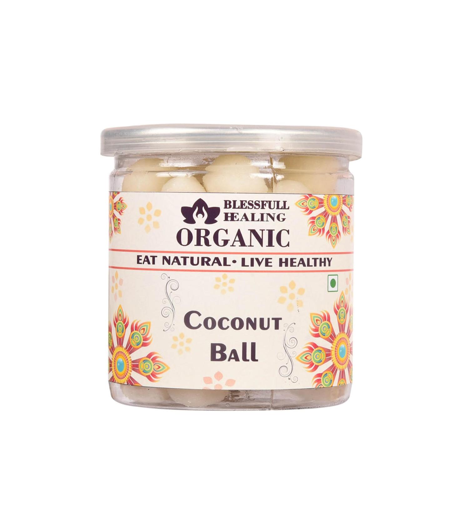 Blessfull Healing Organic Coconut Ball 300 Gram Airtight Container (Packing May Vary)