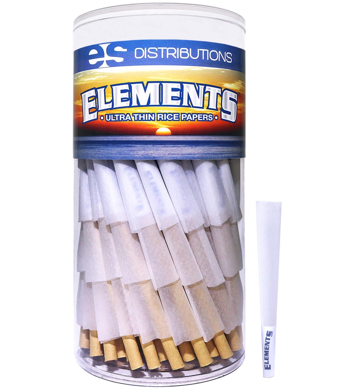 Elements Cones 100 Pack | Natural Rice Paper | Pre Rolled Cones with Tips (100 Count | 1 1/4) - Buy Online on GoSupps.com