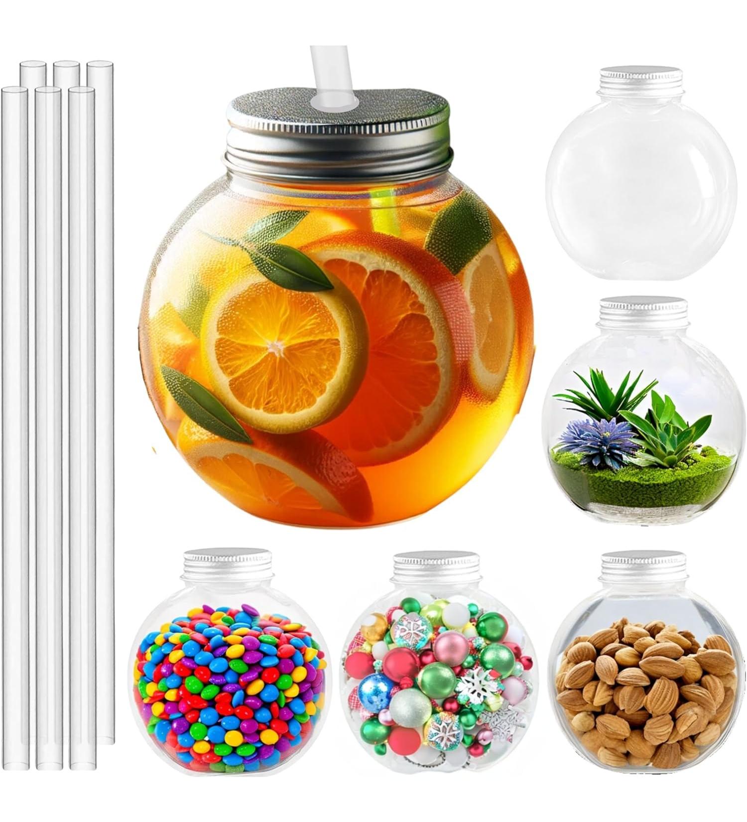 Plastic Fish Bowls for Drinks 500ml Party 6 Pack Small Fish Bowl Cups with Lids and Straws 6 Fishbowls - Buy Online on GoSupps.com