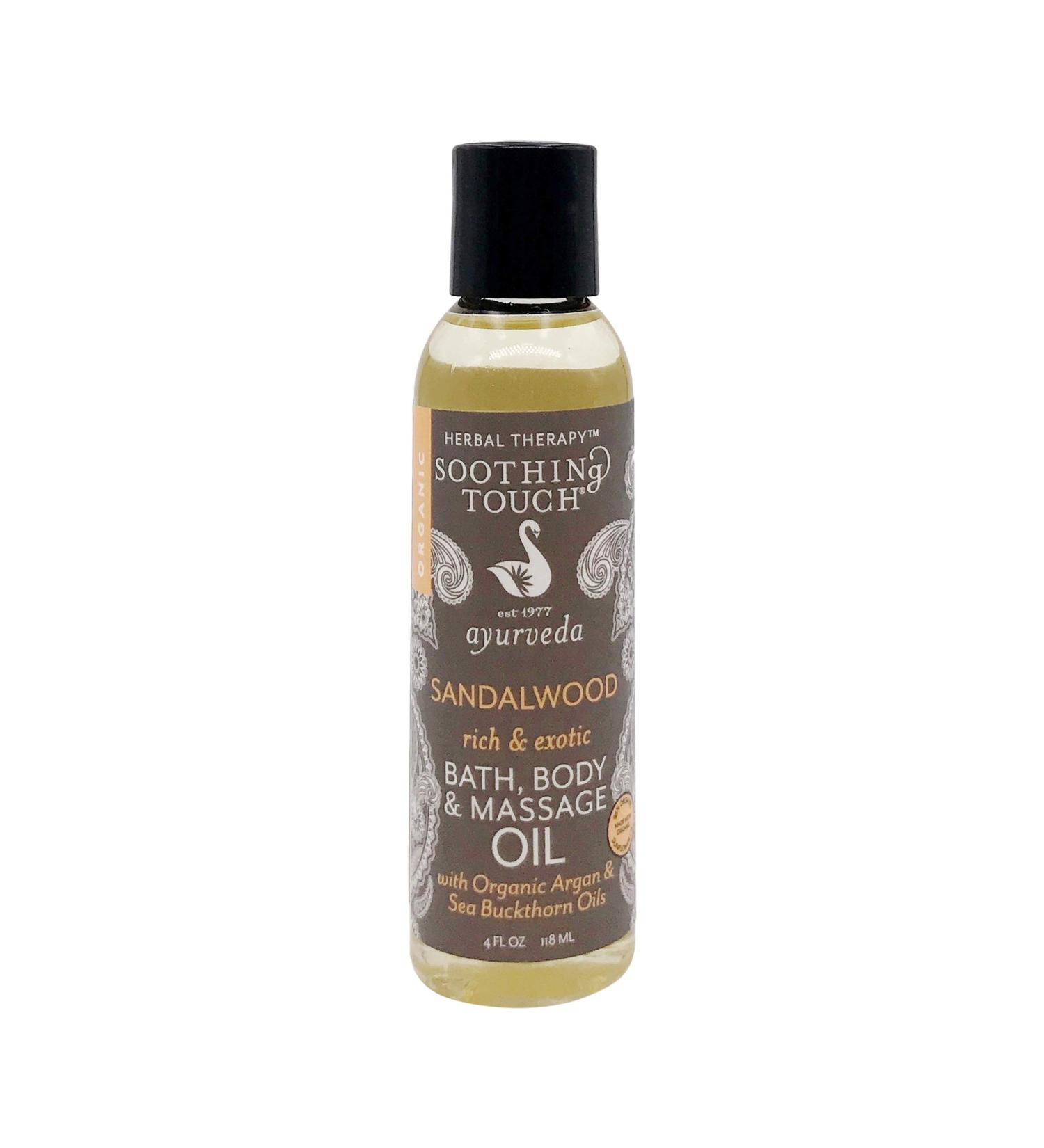Soothing Touch Ayurveda Organic Sandalwood Bath & Massage Oil - 4 Oz | Relax & Nourish - Buy Online on GoSupps.com
