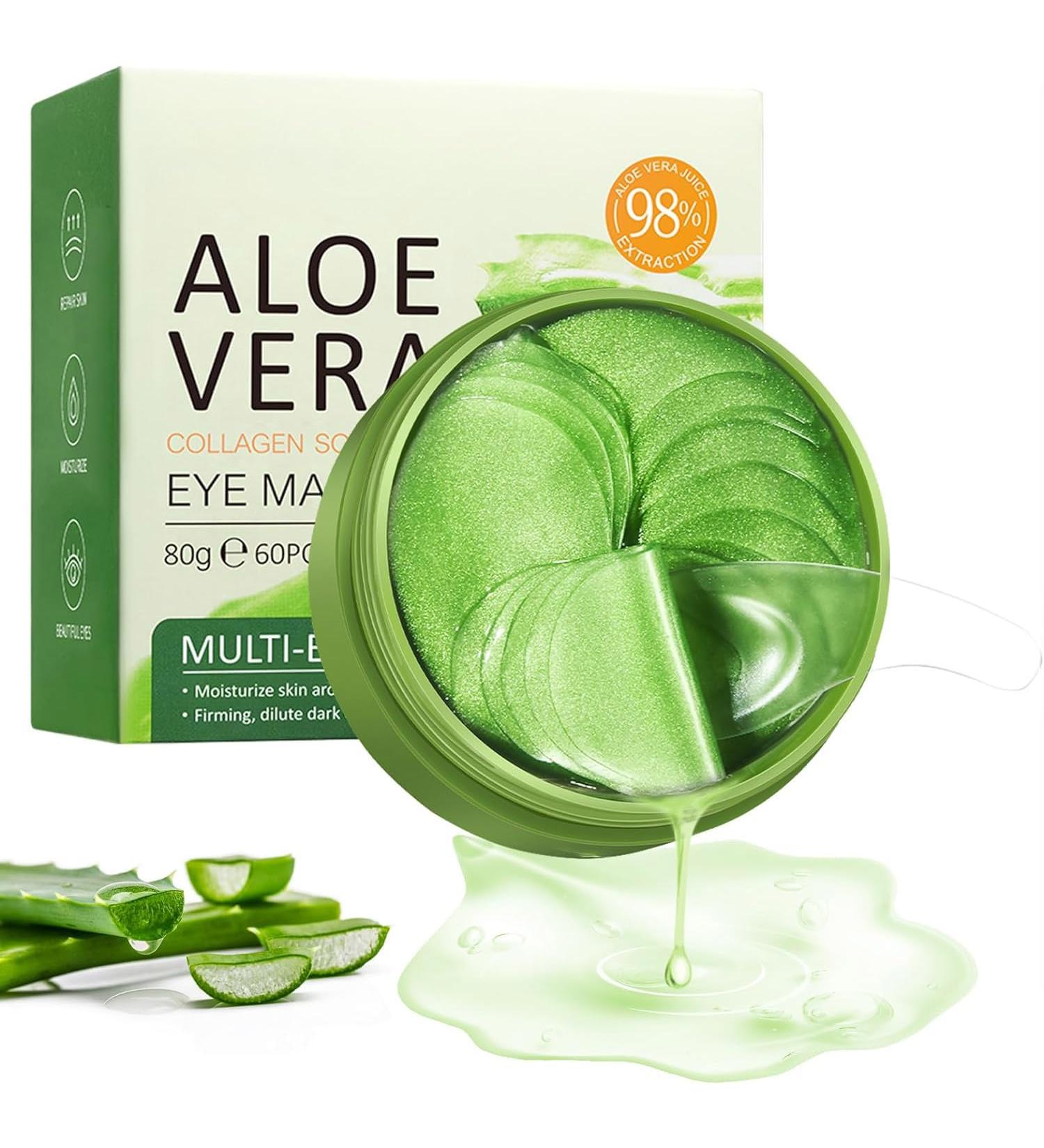 60 Pcs Aloe Vera Under Eye Masks - Combat Puffy Eyes Dark Circles & Fine Lines | Natural Extracts - Buy Online on GoSupps.com
