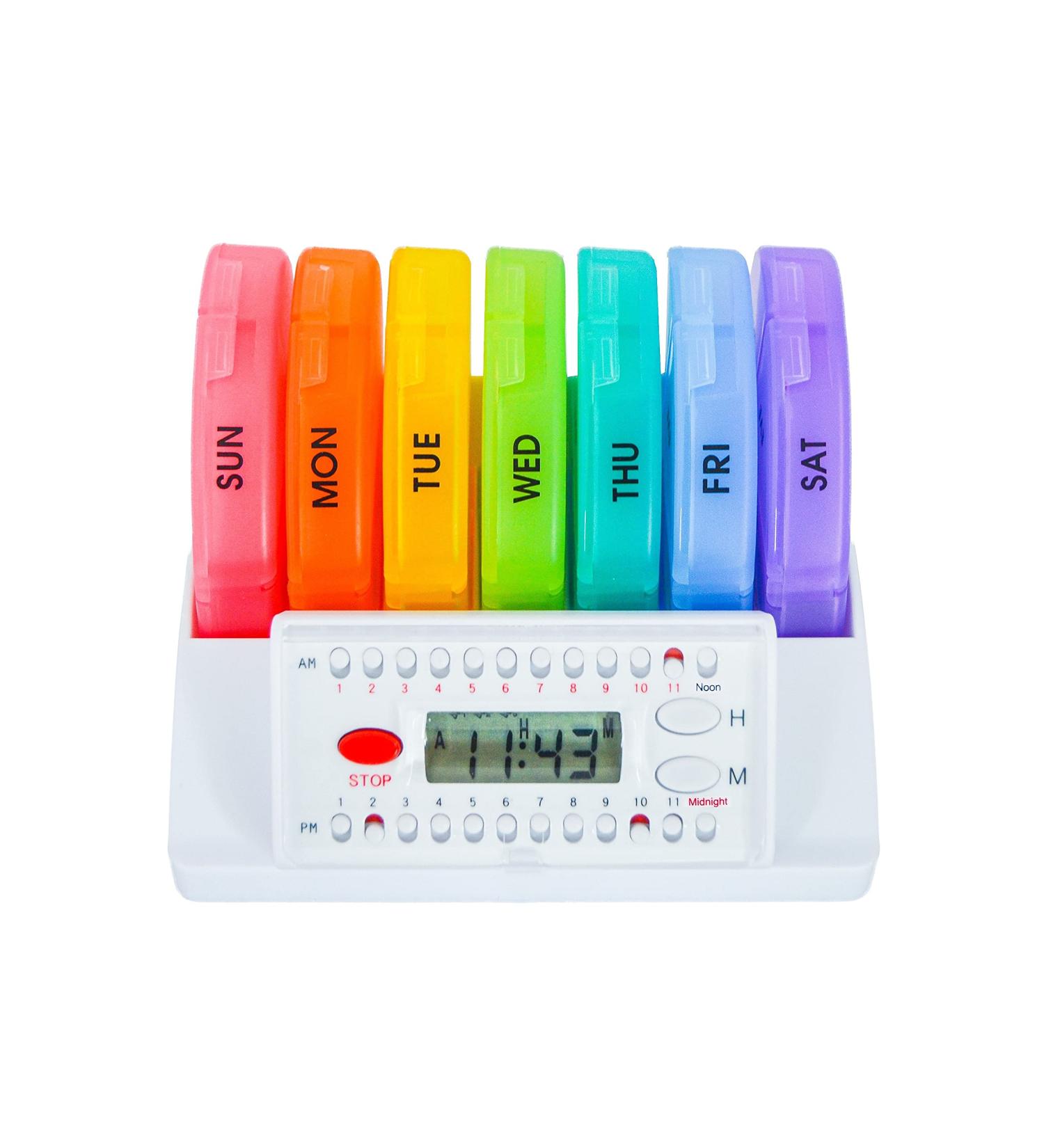 e-Pill 4x Daily Weekly Pill Organizer with Timer | Best Vitamin & Medicine Reminder Box - Buy Online on GoSupps.com