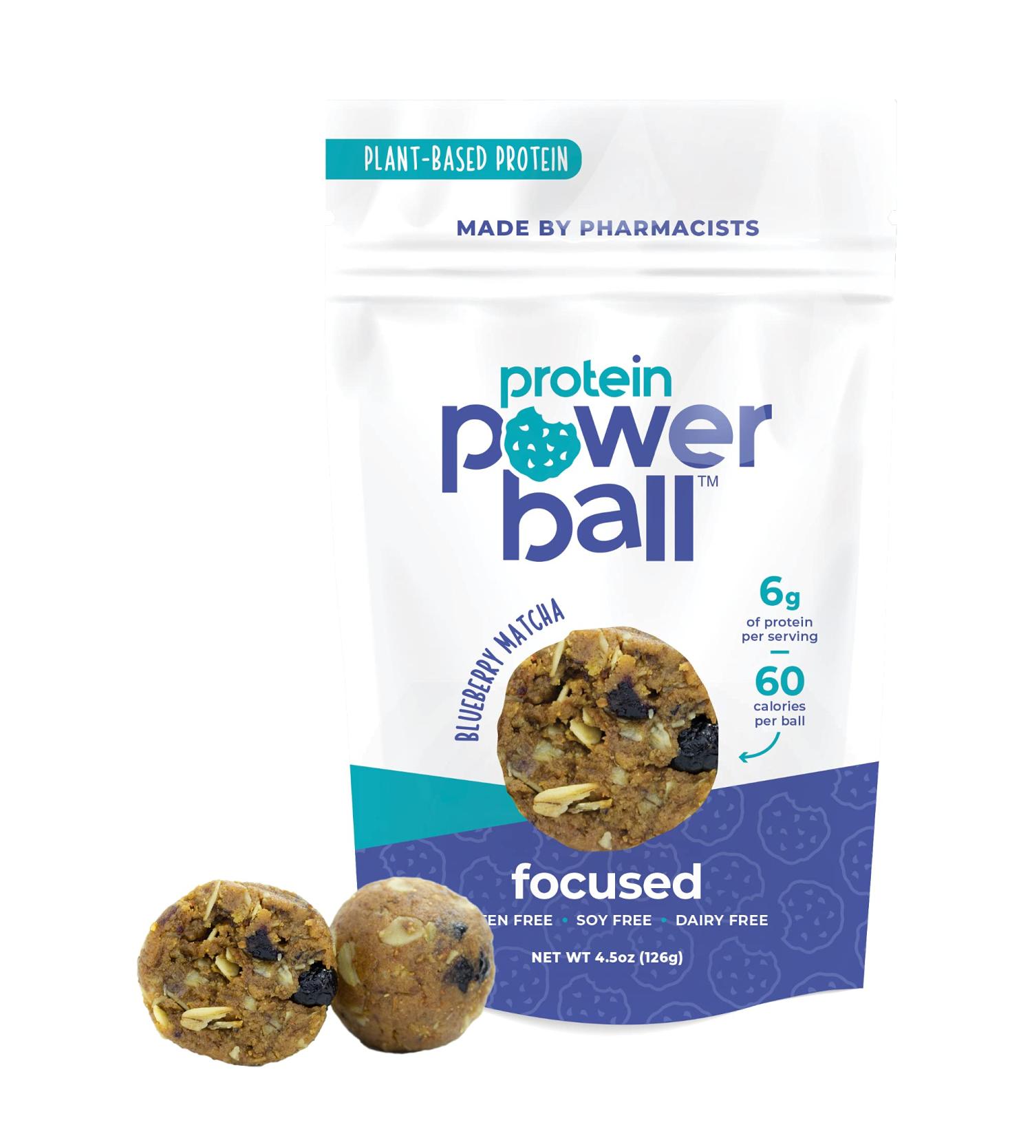 Protein Power Ball Protein Balls - Blueberry Matcha On-The-Go Snack | Gluten Free, Dairy Free, Soy Free | High Protein Energy Bites | 4.5oz Pack of 1 - Buy Online on GoSupps.com