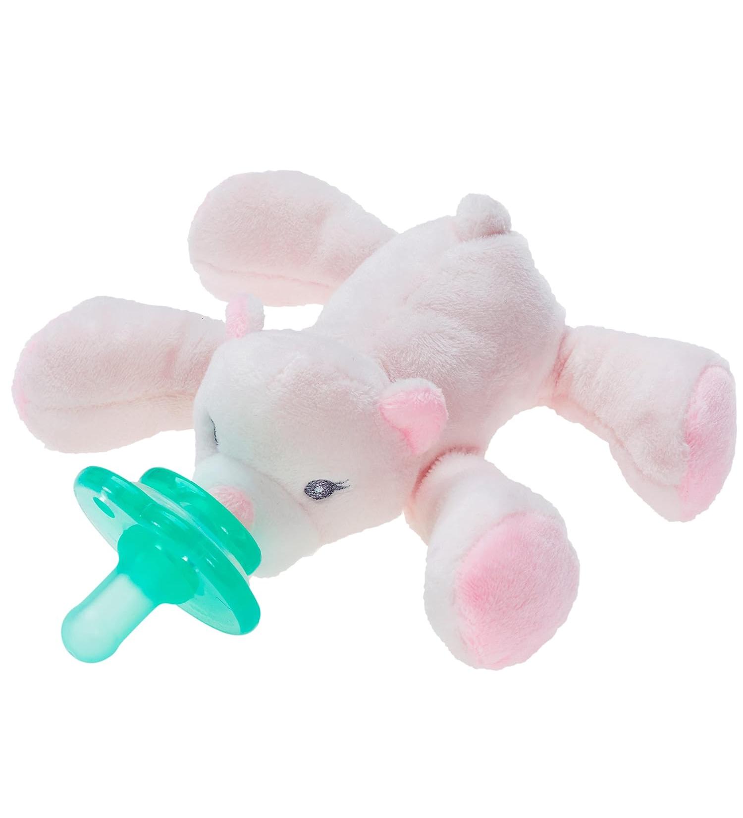 Nookums Paci-Plushies Shakies Pacifier Holder with Built in Rattle 2 in 1 Adapts to Name Brand Pacifiers Suitable for All Ages Plush Toy Includes Detachable Pacifier - Pink Baby Bear - Buy Online on GoSupps.com