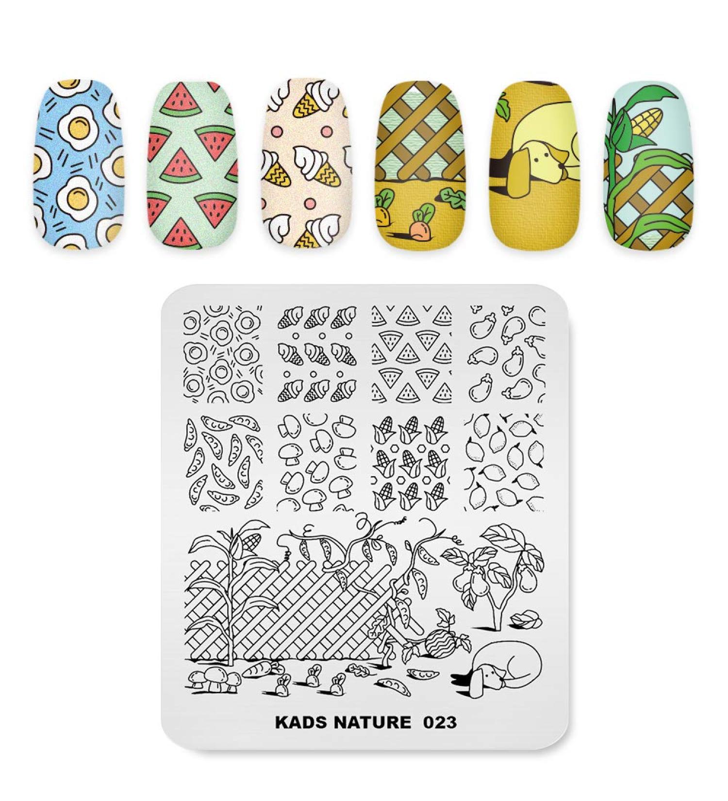 Nail Art Stamping Plates | Fruit & Vegetable Ice Cream Patterns | DIY Manicure Tools NA023 - Buy Online on GoSupps.com