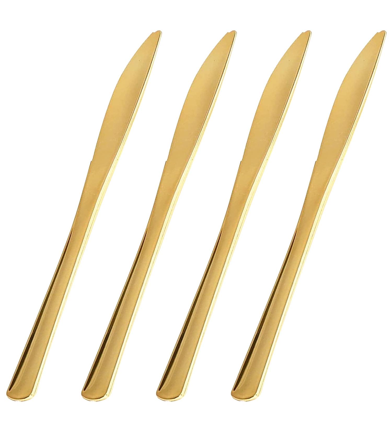 FORKED 50 Gold Plastic Knives - Fancy & Heavy Duty Silverware - Durable & Disposable - 6.9 Inch - Buy Online on GoSupps.com