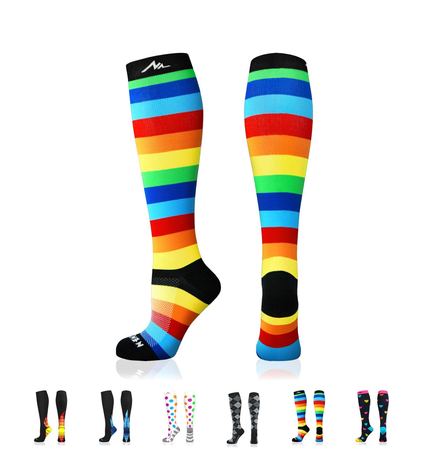 NEWZILL Rainbow Stripes Compression Socks 20-30 mmHg for Women & Men - Large-X-Large - Buy Online on GoSupps.com