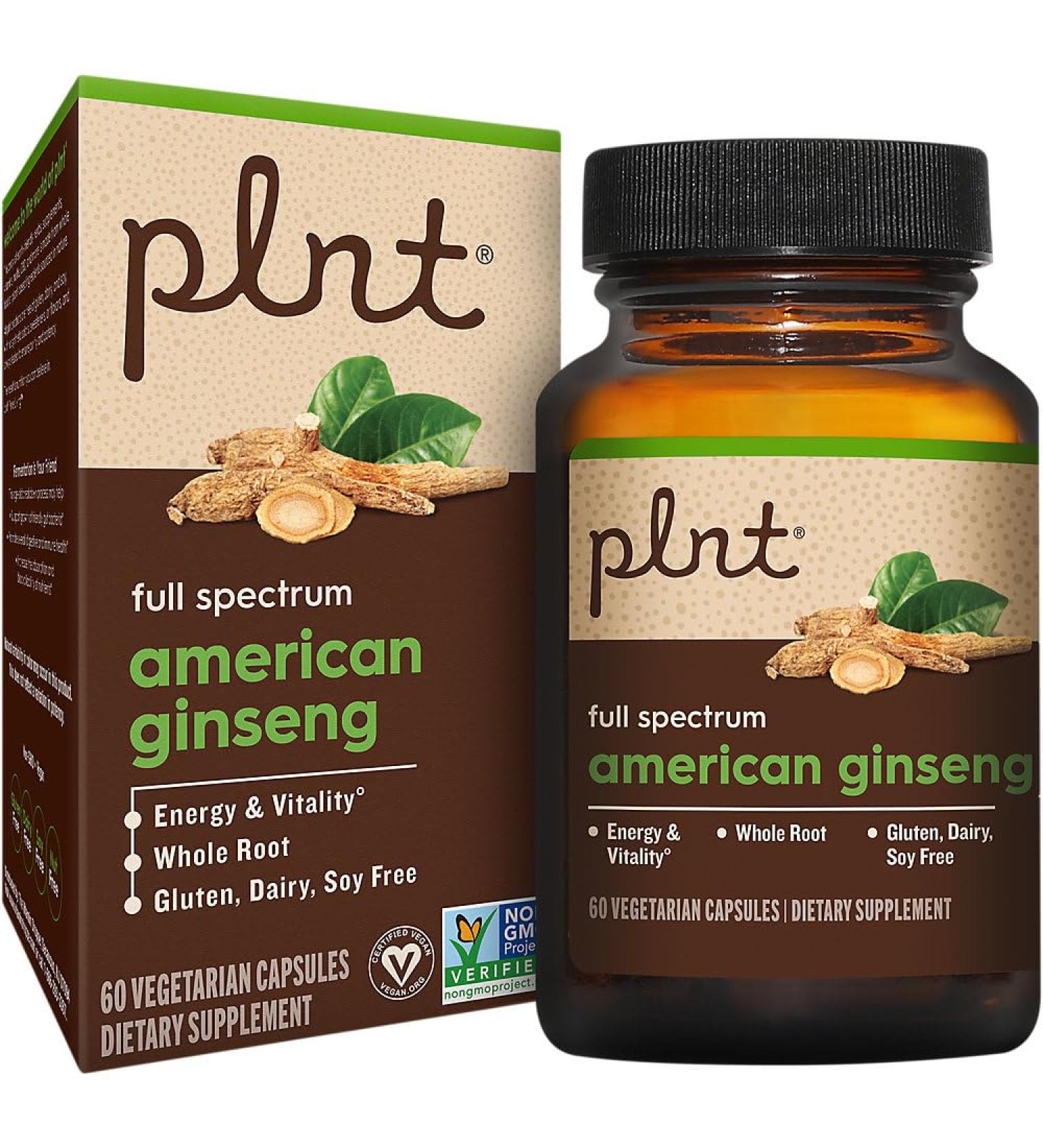 American Ginseng Full Spectrum Whole Root Supports Energy & Vitality (60 Vegetarian Capsules) - Buy Online on GoSupps.com