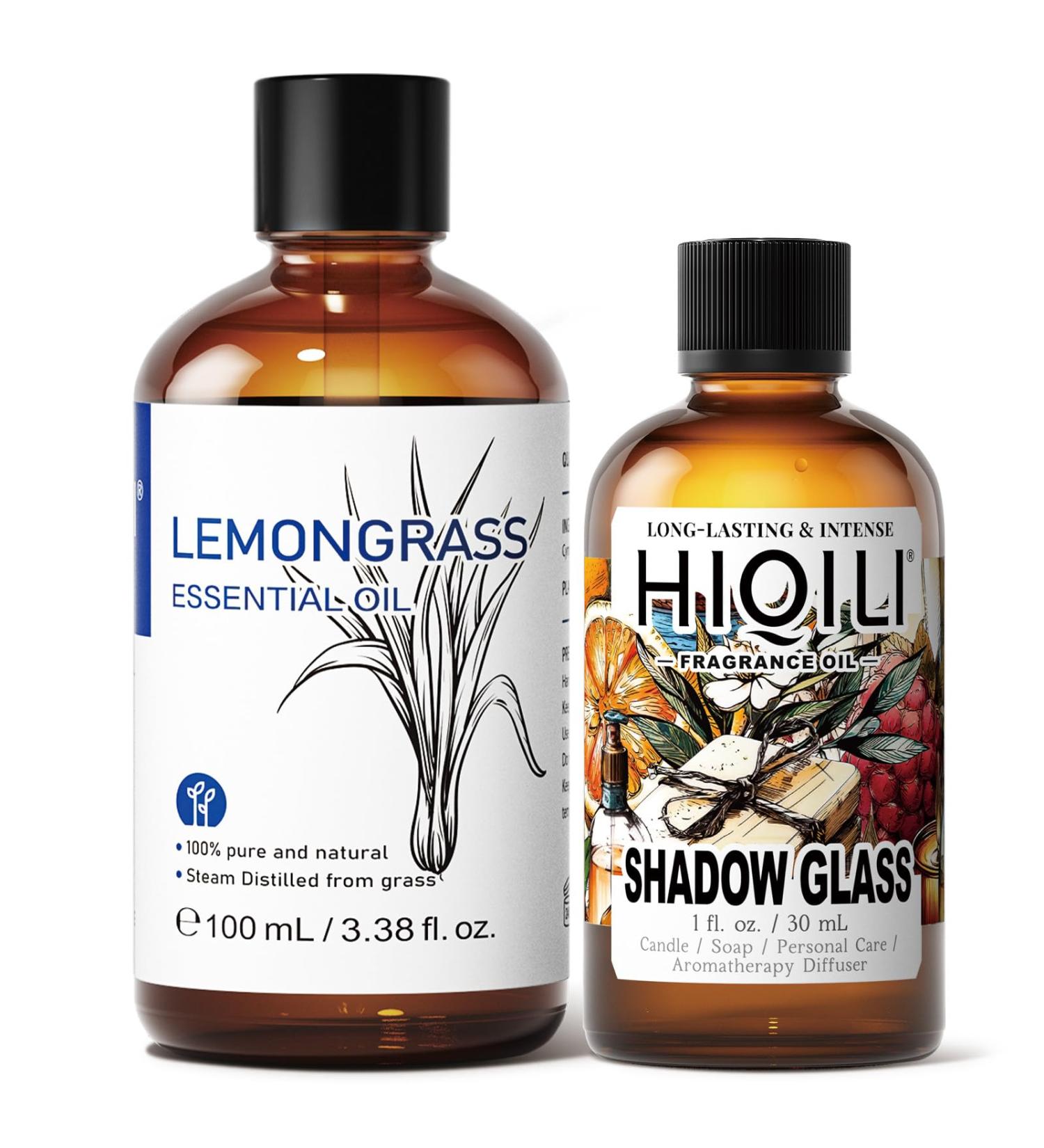 HIQILI 100ML Lemongrass Essential Oil & 30ML Shadow Glass Fragrance Oil for DIY Diffuser - Buy Online on GoSupps.com