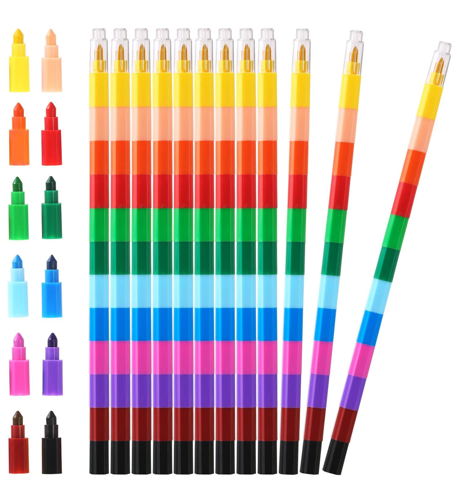 Leinuosen Stacking Crayons - 12 Buildable Colors for School & Office Supplies - Buy Online on GoSupps.com