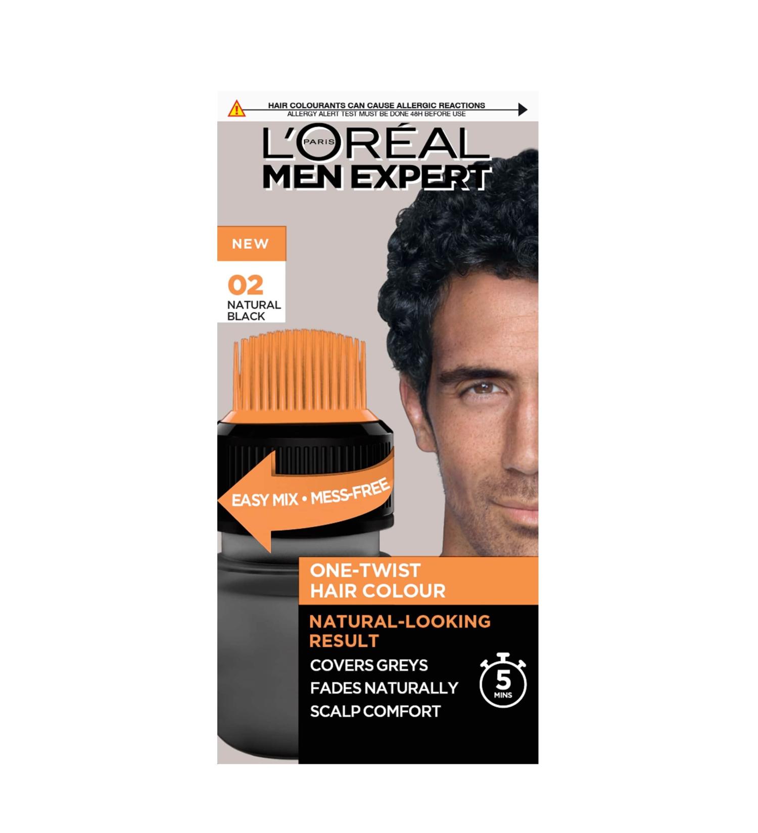 L'Oreal Paris Men Expert One Twist Hair Colour Black - Mens Hair Dye for Grey Coverage - Natural Looking Results - 75ml - Buy Online on GoSupps.com