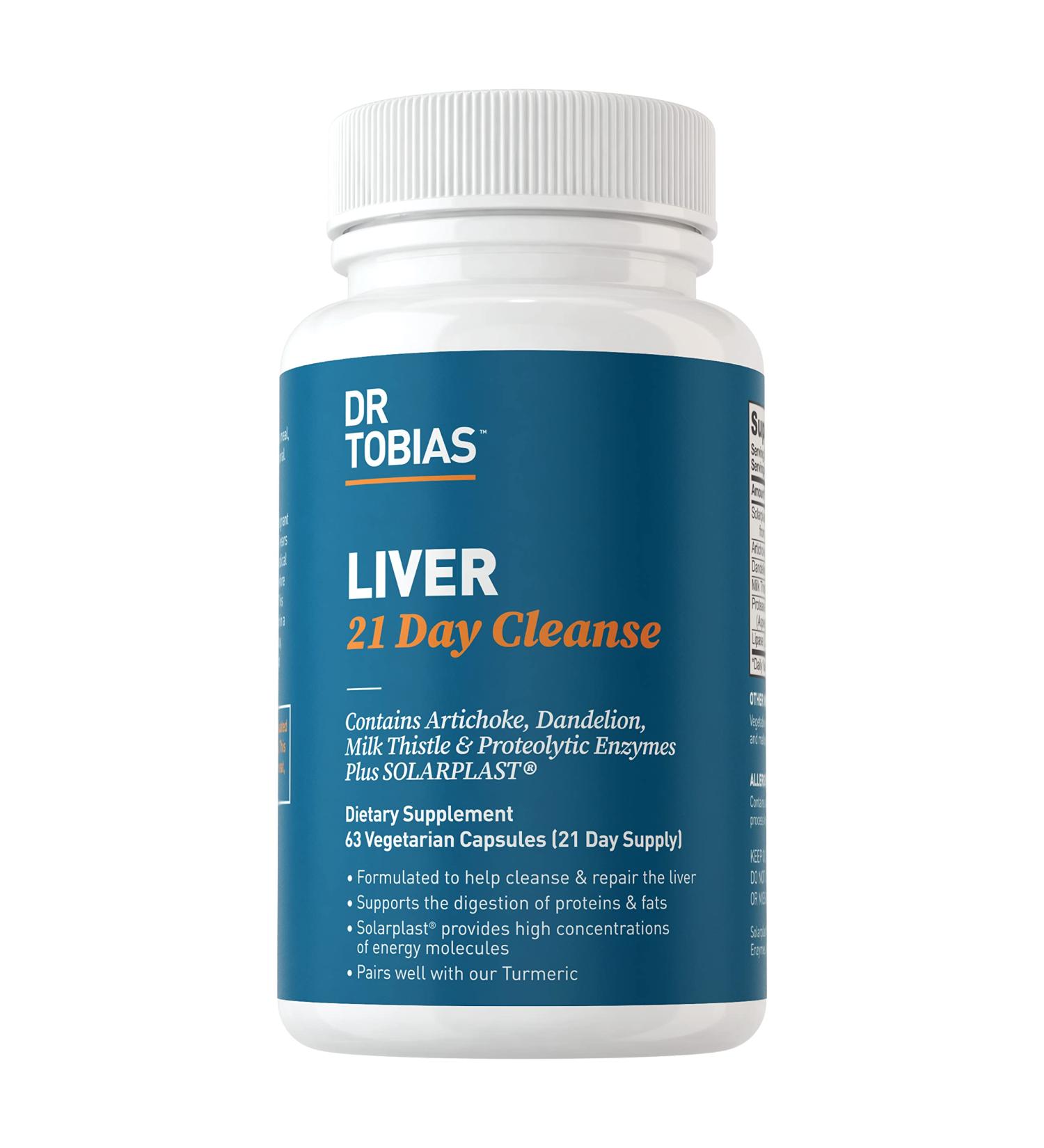 Dr. Tobias Liver Cleanse with Solarplast & Herbal Extracts - 21 Day Detox for Liver Support - 63 Vegetable Capsules - Buy Online on GoSupps.com