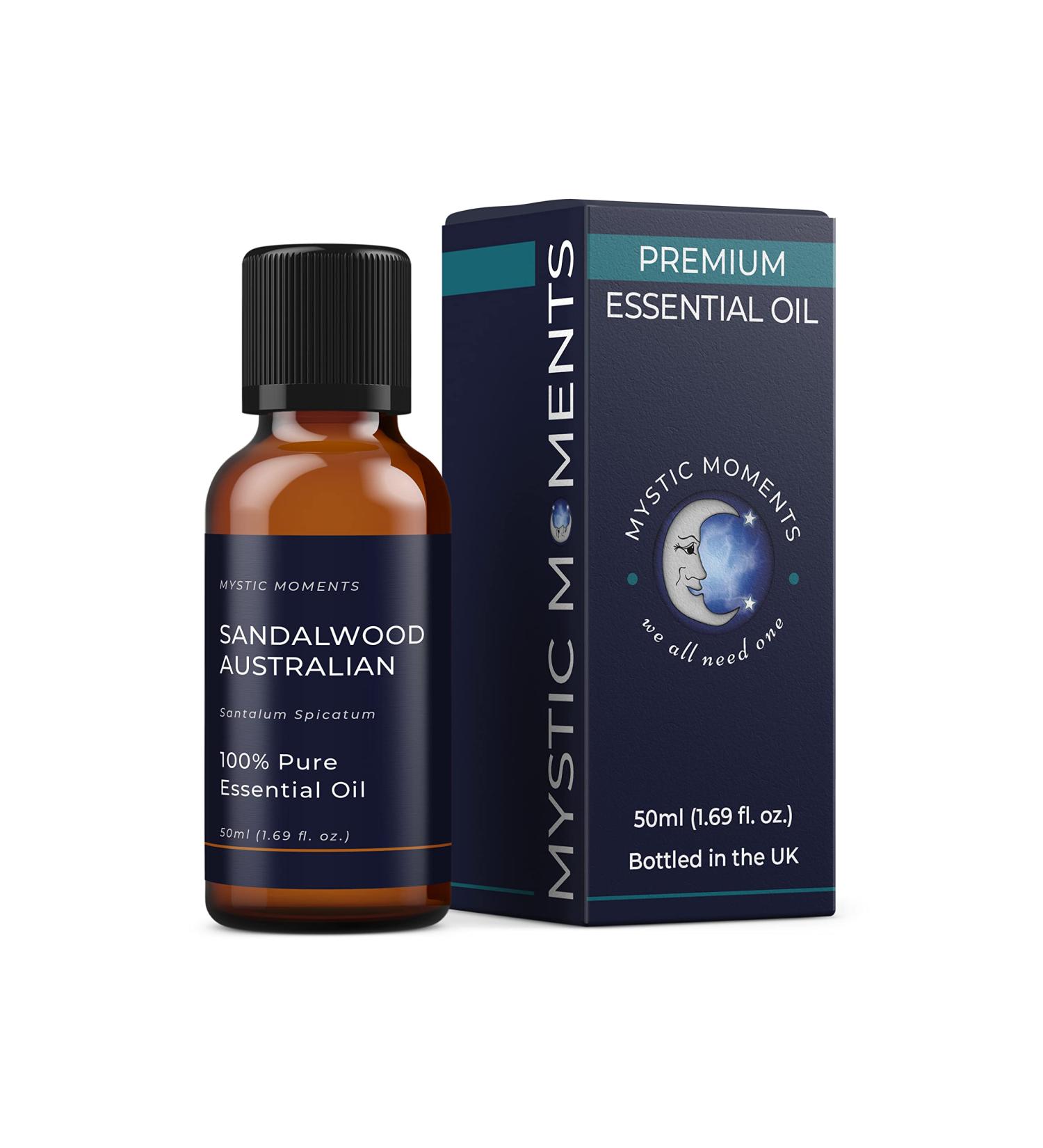 Mystic Moments Sandalwood Australian Essential Oil 50ml | Pure Vegan GMO-Free Oil for Diffusers Aromatherapy & Massage - Buy Online on GoSupps.com