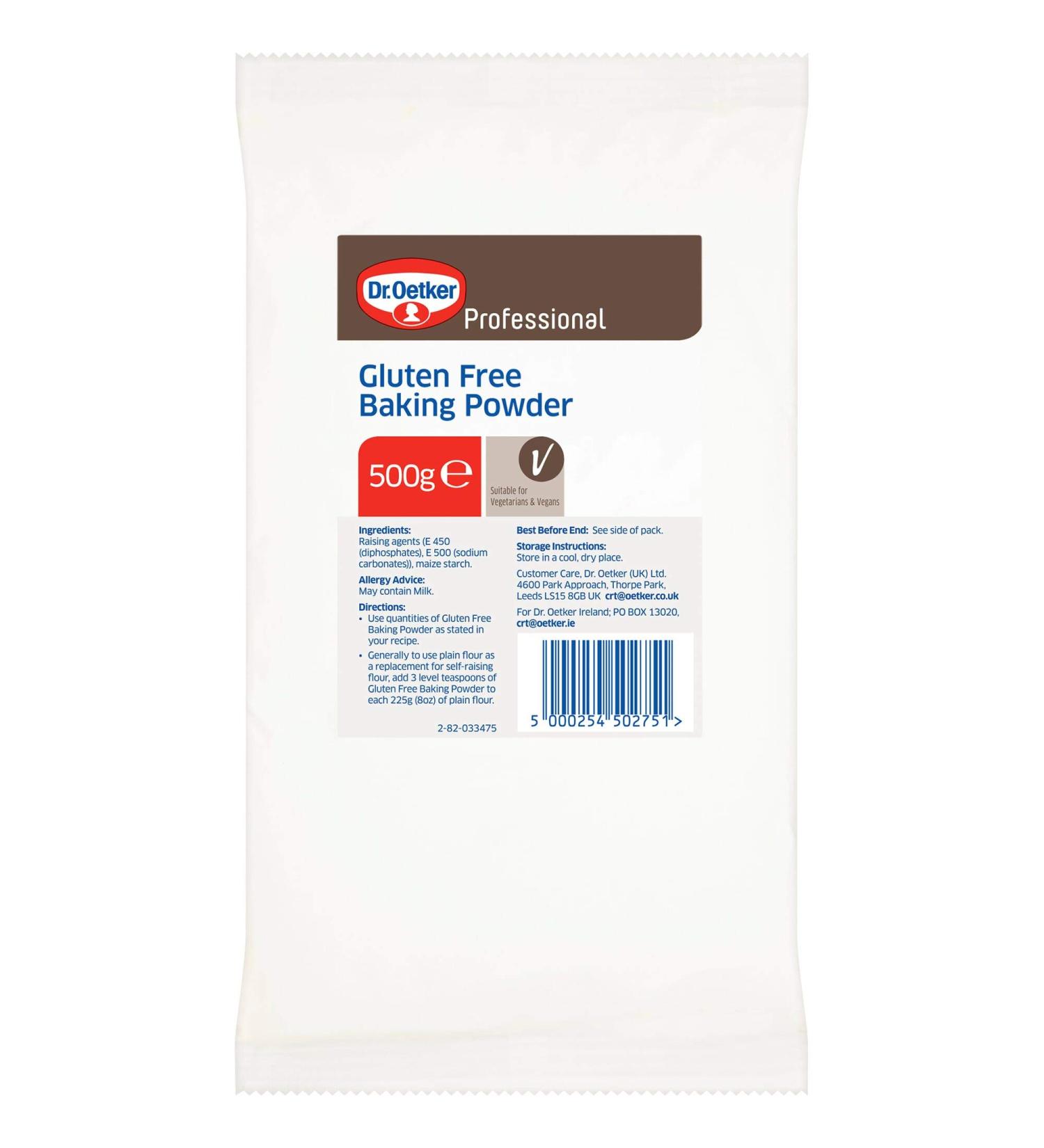 Dr. Oetker Professional Gluten Free Baking Powder 500g - Top-Quality Baking Aid (Pack of 1) - Buy Online on GoSupps.com