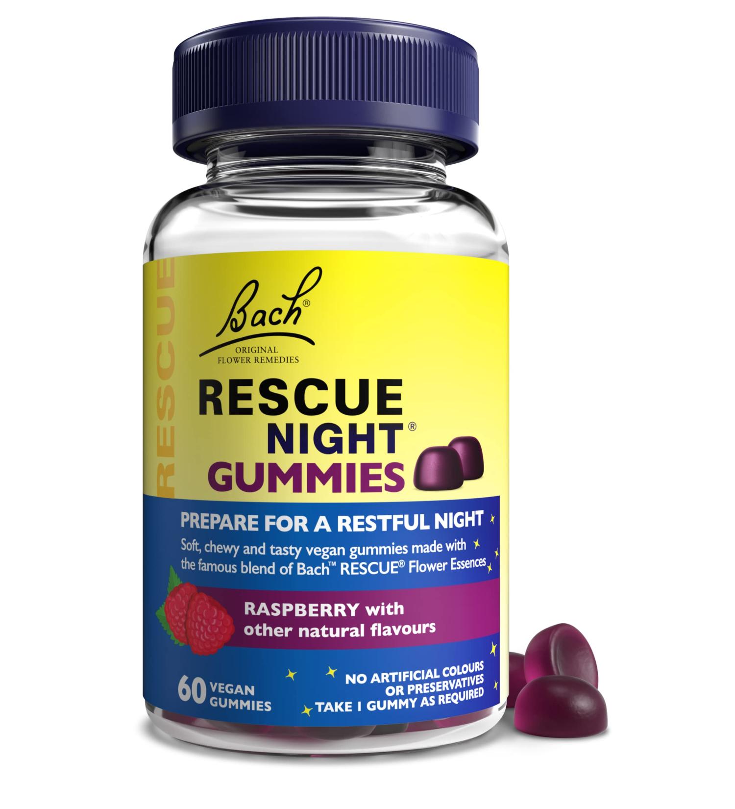 Rescue Remedy Gummies For A Serene Sleep with Raspberry Flavour Easy to Take Vegan & Natural Suitable for all the Family Pack of 60 Raspberry 60 count (Pack of 1) - Buy Online on GoSupps.com