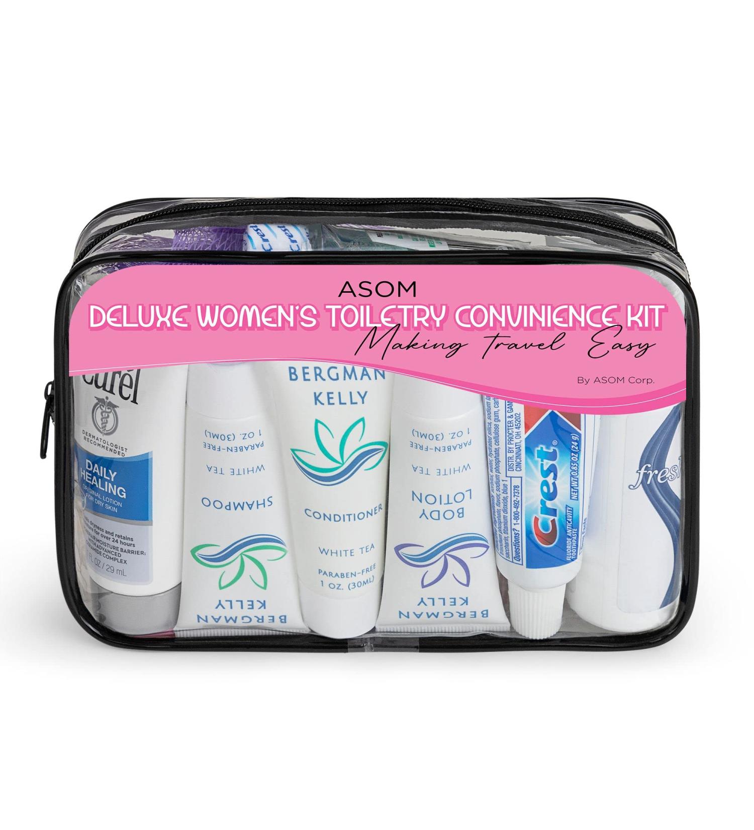 ASOM Women's Travel Toiletries Kit - 36 Pc. TSA Approved Hygiene Essentials Set - Buy Online on GoSupps.com
