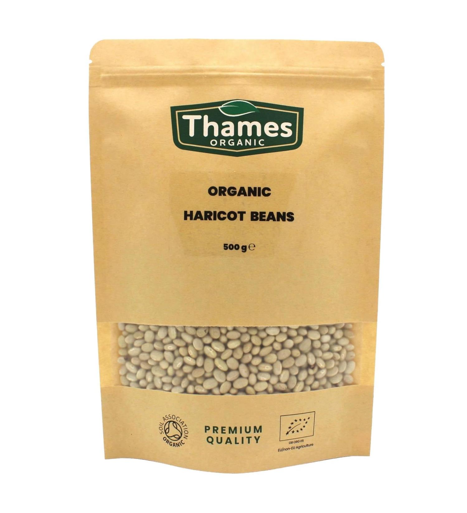 Thames Organic Organic Haricot Beans 500g - High Fibre & Protein, Raw, Vegan, GMO-Free - Nutritious & Flavorful - Ideal for Soups & Salads - Buy Online on GoSupps.com