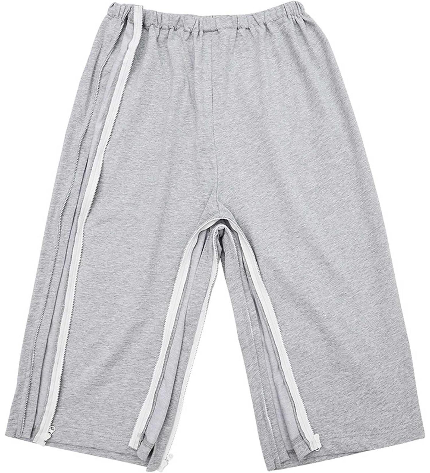 Daily Wear Post Surgery Shorts for Unisex - Zipper Closure Care Clothes for Disabilities & Fractures | L/Large Grey - Buy Online on GoSupps.com