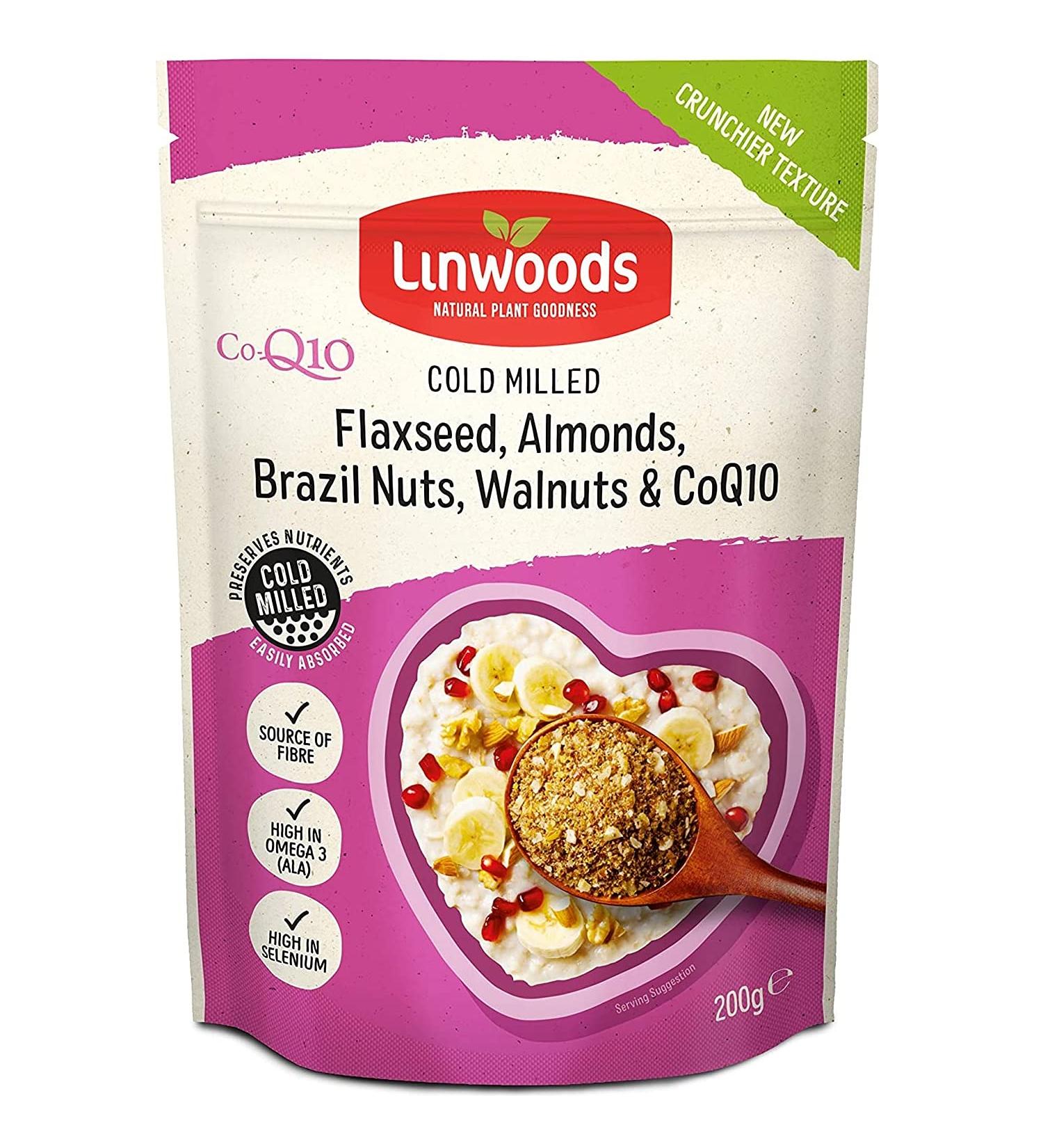 Linwoods Milled Flaxseed Almonds Brazil Nuts Walnuts & Q10 200g - Protein & Fiber-Rich with Omega 3, Magnesium & Selenium - Buy Online on GoSupps.com