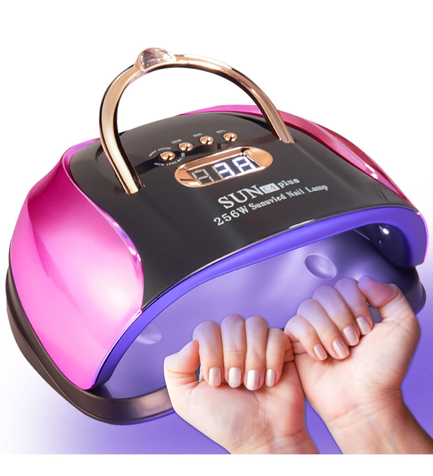 256W UV LED Nail Lamp for Gel Nails - Professional Salon Curing Light with 4 Timer Settings and Dual Light Beads - Includes 6 Free Gifts - Buy Online on GoSupps.com