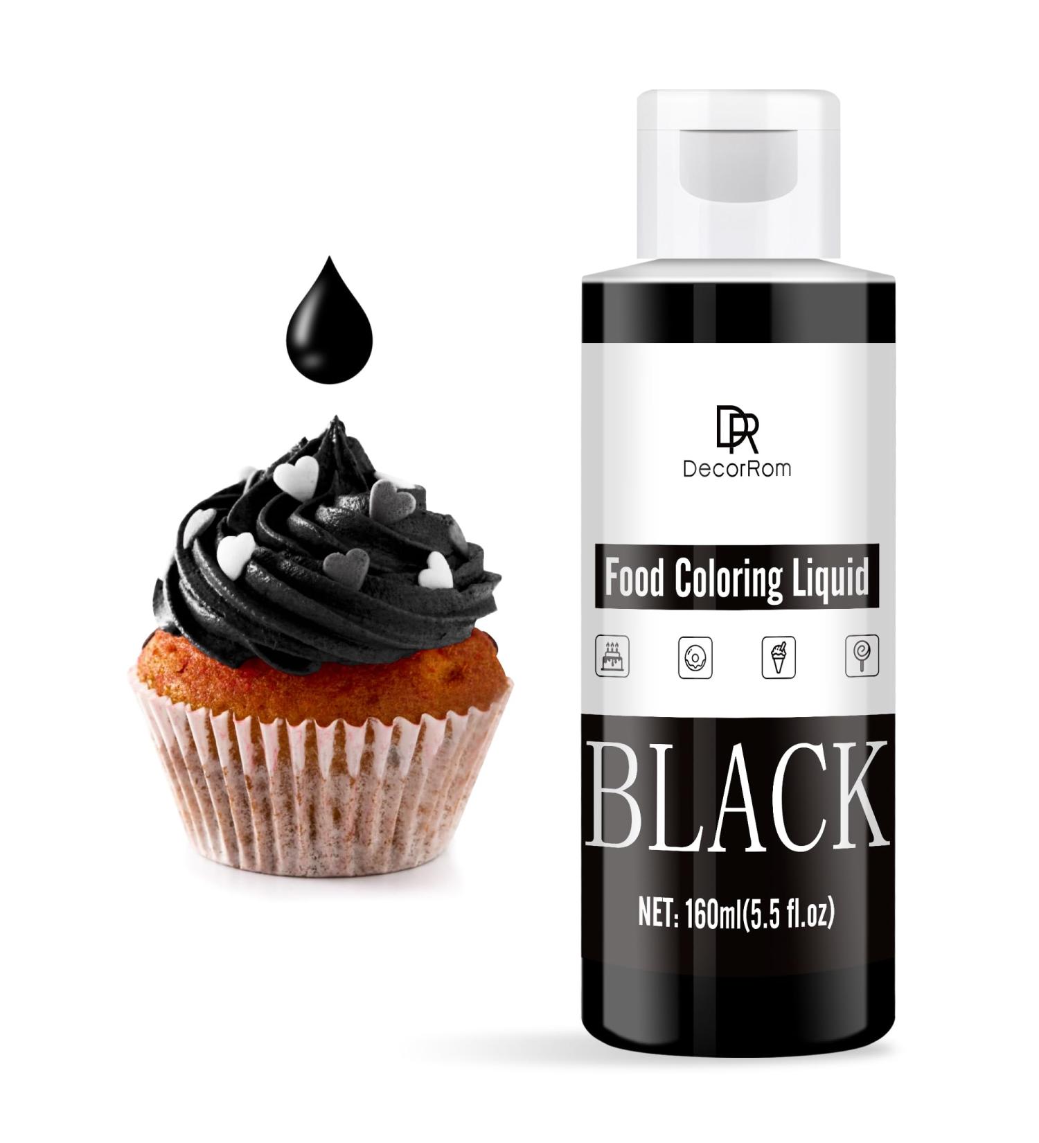 Buy Sugar-Free Liquid Food Coloring (160ml) for Cake & Cookie Decoration | Black Concentrated Color for Baking Macarons and DIY Slime - Buy Online on GoSupps.com