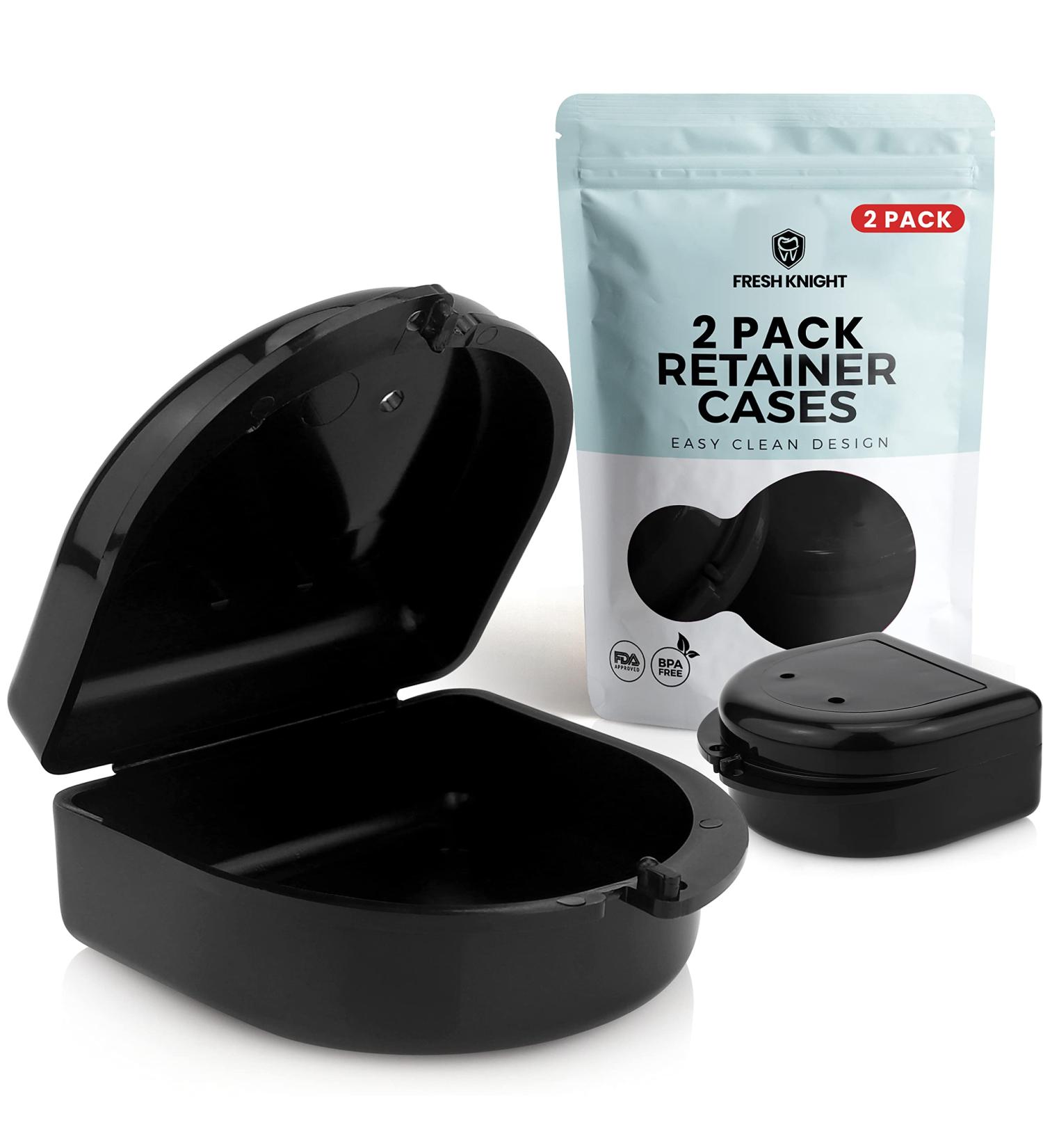 Retainer Case (2 Pack) with Vent Holes - Denture, Mouth Guard, Aligner Case - Black - Buy Online on GoSupps.com