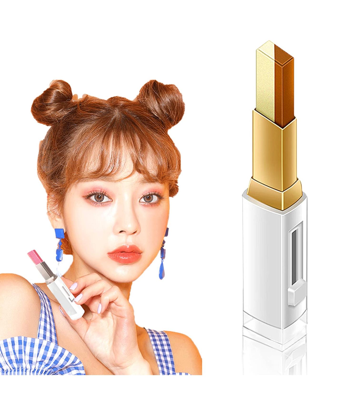 Gradient Double Eyeshadow Stick - Dual Color Shimmer Pen (Rose Gold + Golden Brown) | Long-Lasting Easy Application for International Shipping - Buy Online on GoSupps.com