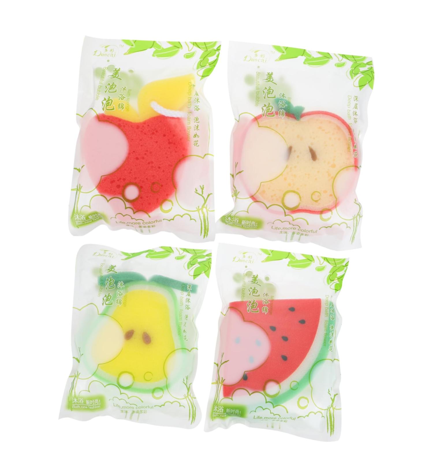 Housoutil 8 Pcs Child Bath Loofah & Exfoliating Sponge Set | Cartoon Fruit Shower Balls for Kids - Soft & Safe Bathing Essentials - Buy Online on GoSupps.com