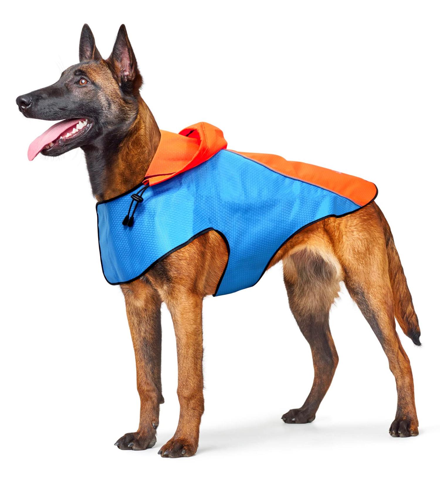 Waterproof Reflective Dog Raincoat for Safety | Orange-Blue Large | Multi Purpose Rain Jacket for Small Medium Large Dogs - Buy Online on GoSupps.com